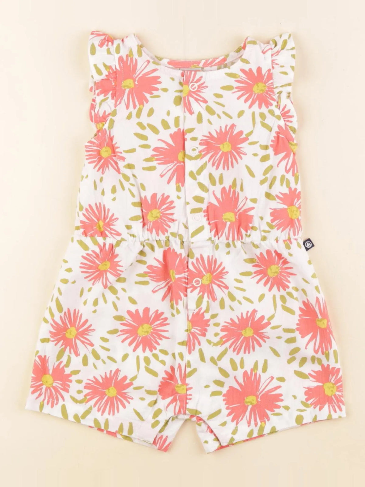 Petit Bateau - combinaison blanc, rose, vert - 6 mois