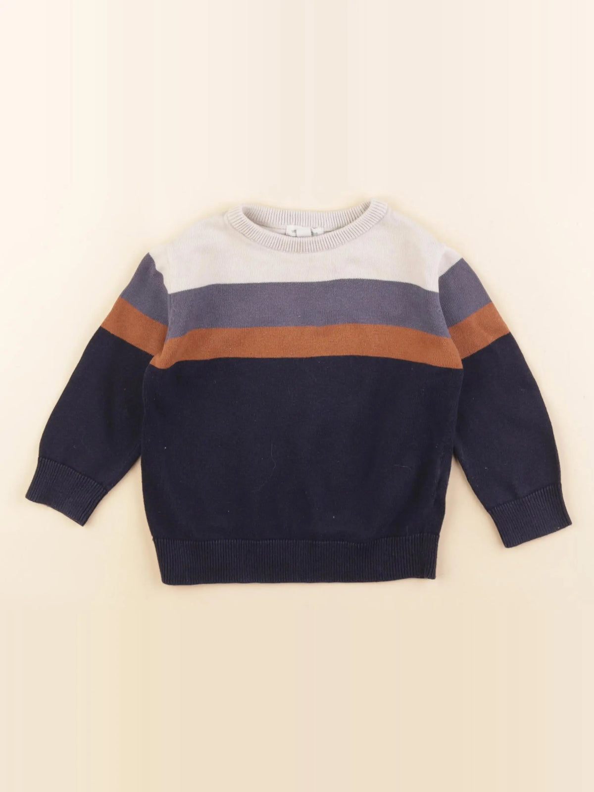 Vertbaudet - pull bleu, beige - 2 ans