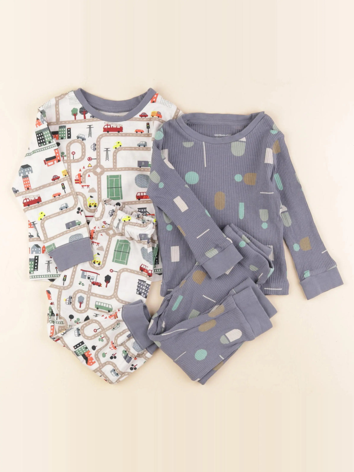 Vertbaudet - lot de 2 pyjamas coton bleu, blanc - 2 ans