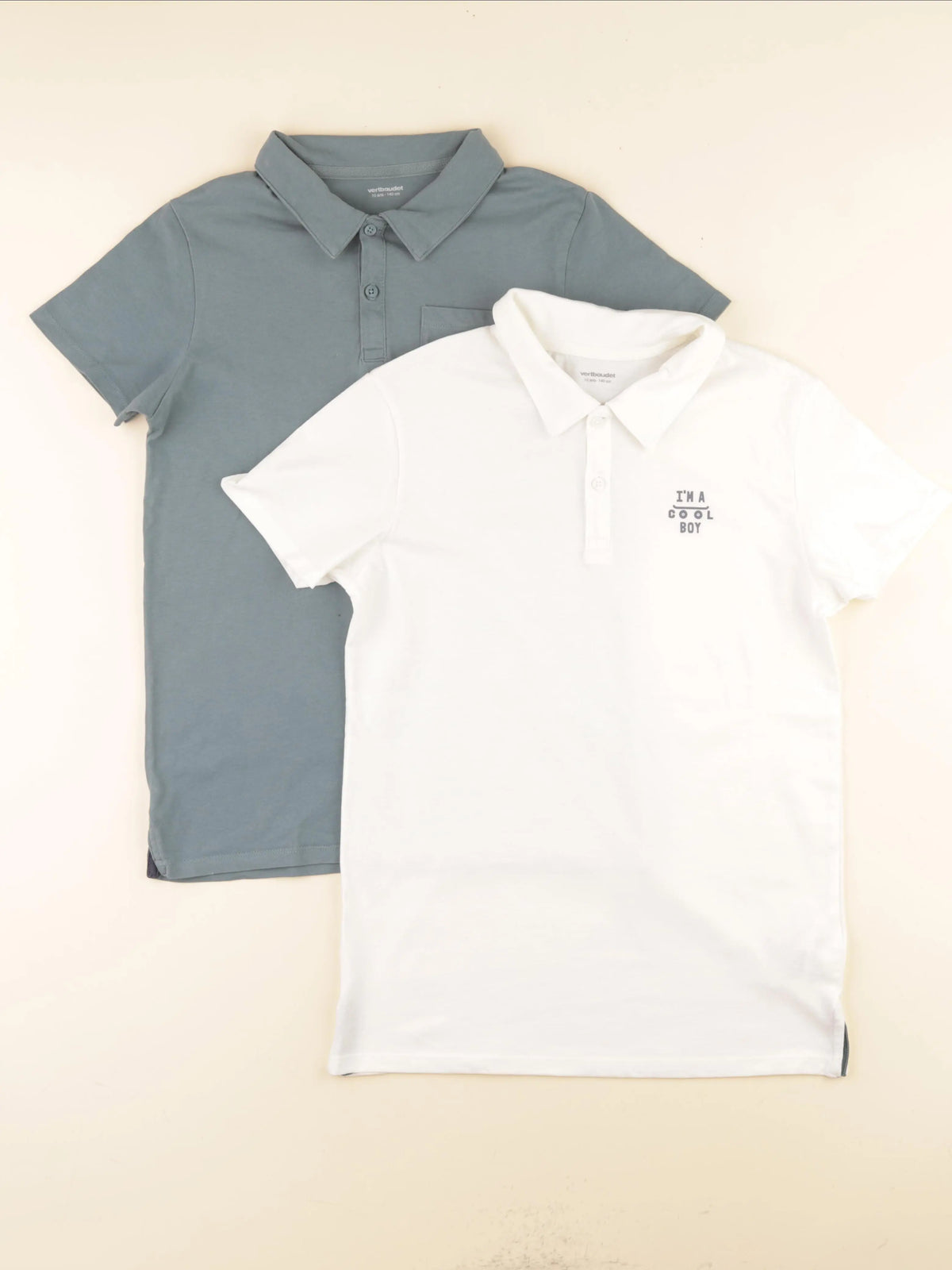 Vertbaudet - lot de 2 polos blanc, vert - 10 ans