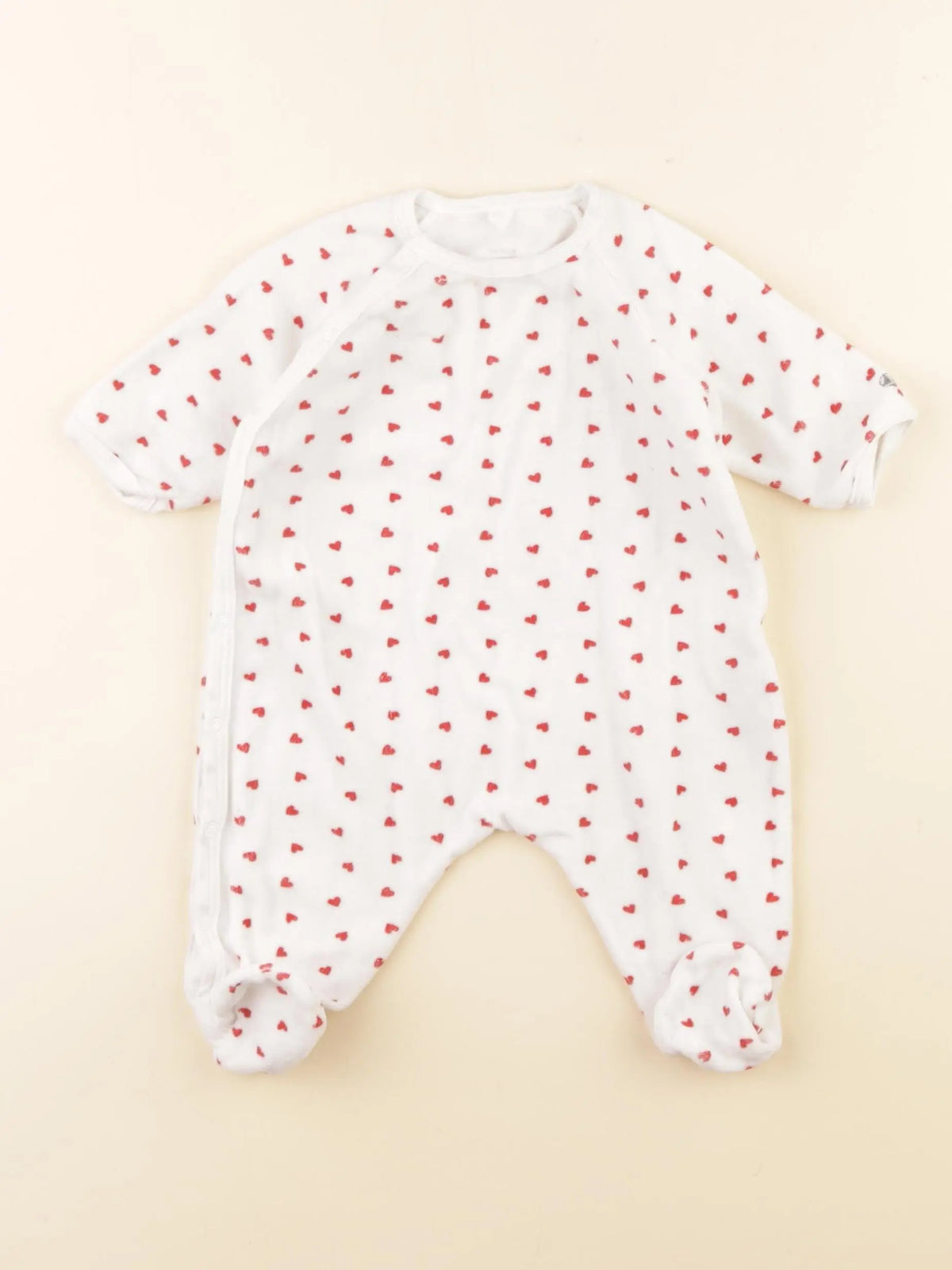 Petit Bateau - pyjama velours blanc, rouge - 3 mois