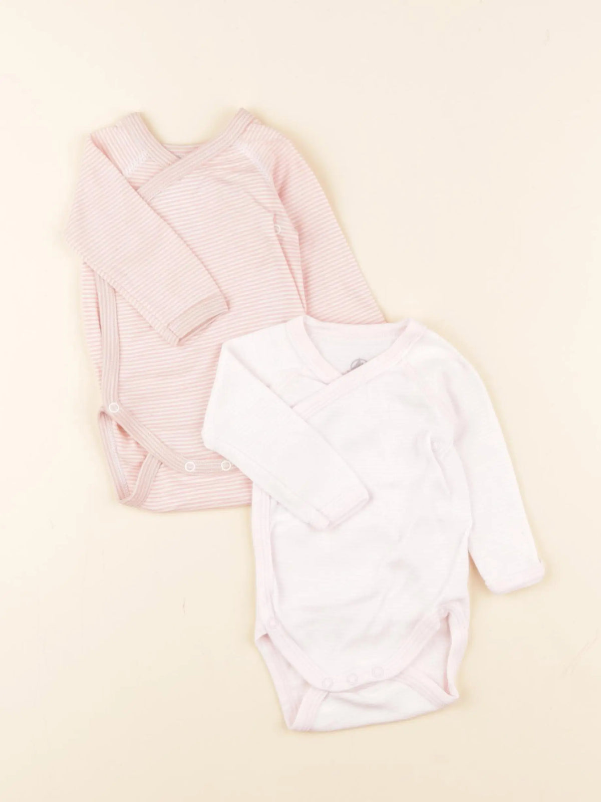 Petit Bateau - lot de 2 bodies en coton rose - 1 mois