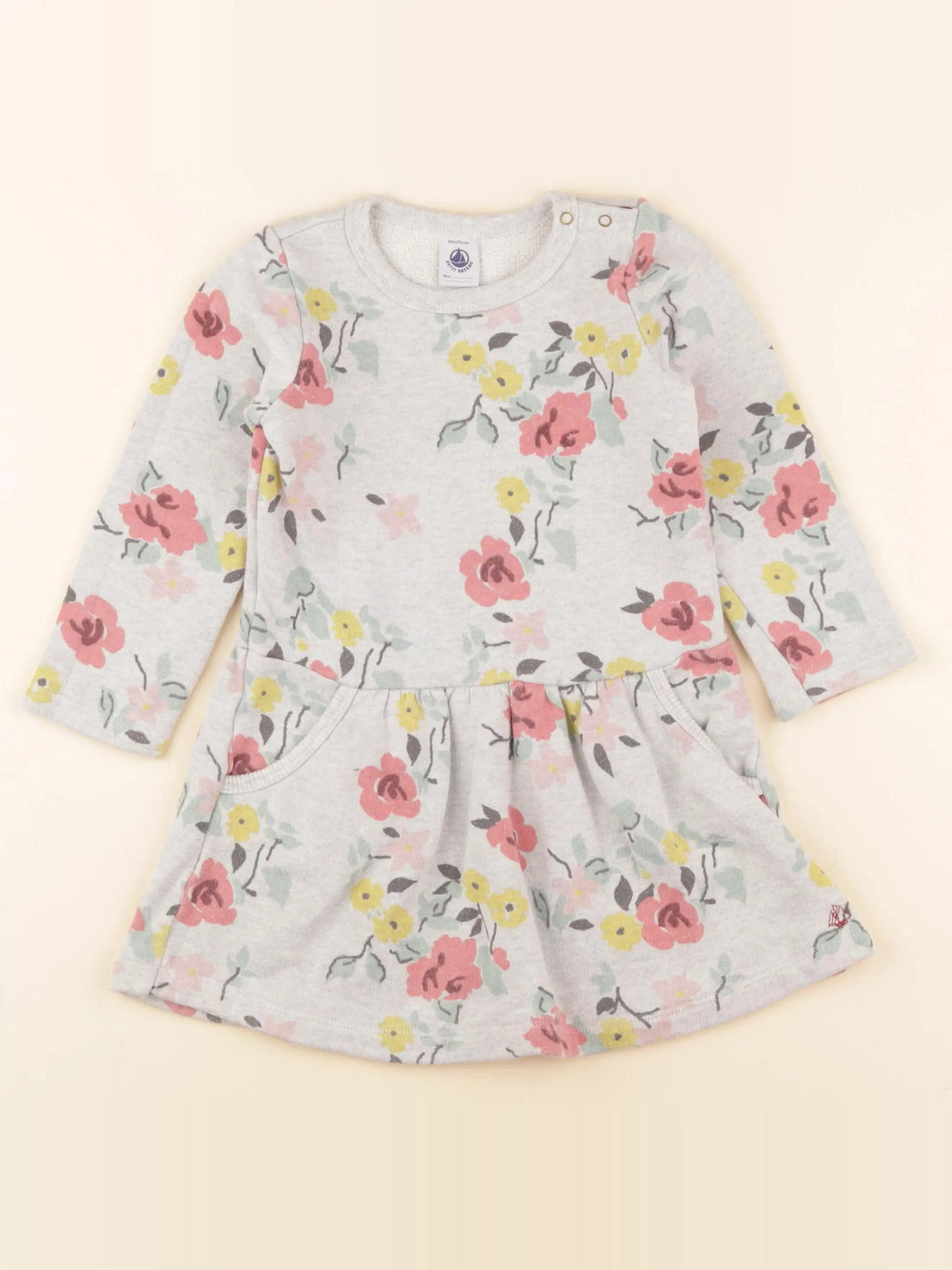 Petit Bateau - robe gris - 36 mois