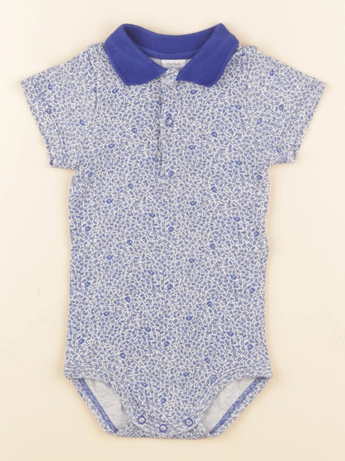 Petit Bateau - body à col bleu - 12 mois