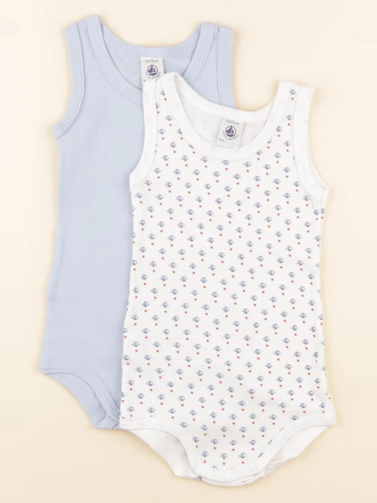 Petit Bateau - lot de 2 bodies en coton multicolore - 12 mois