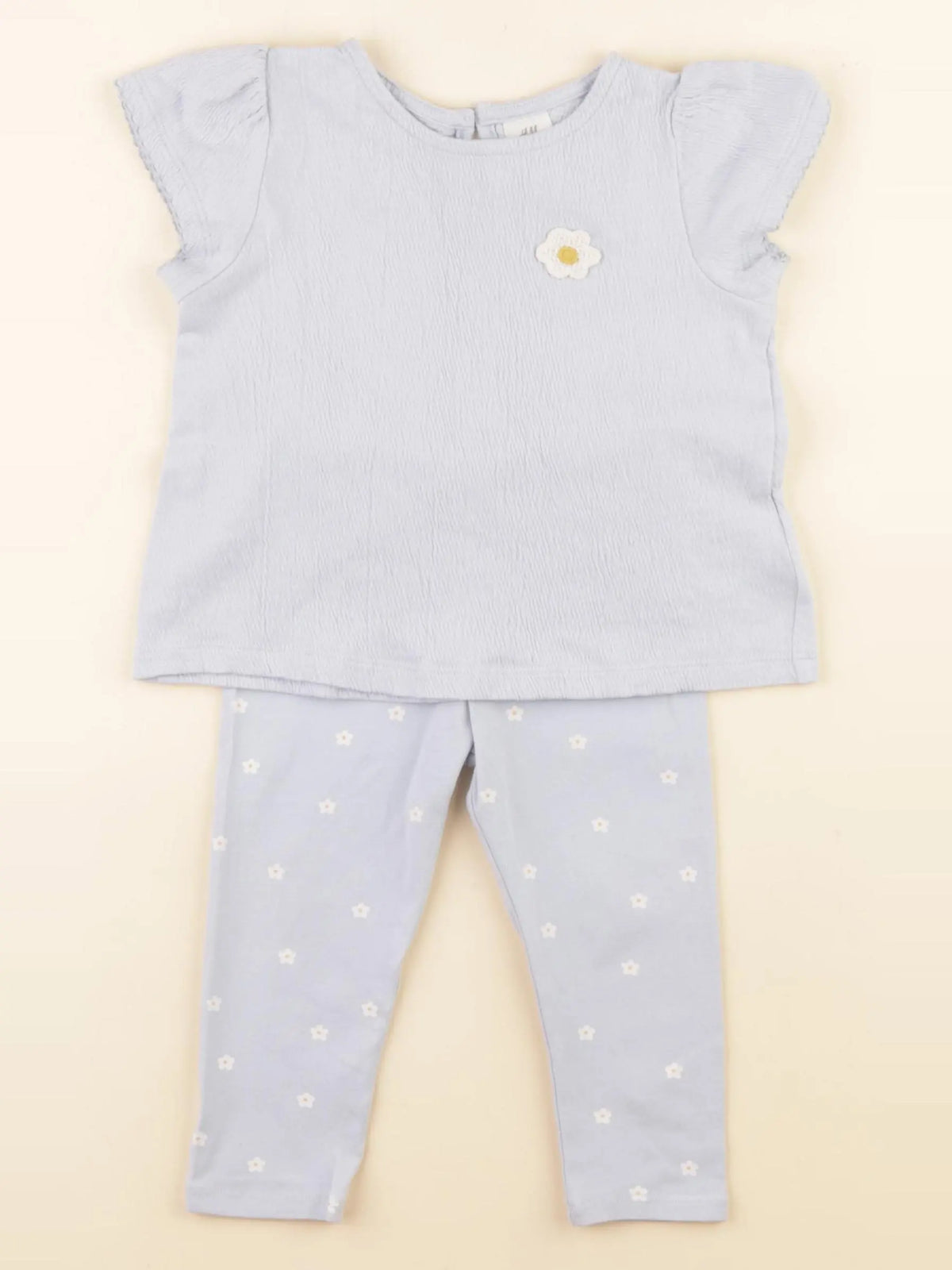H&M - ensemble bleu - 9/12 mois
