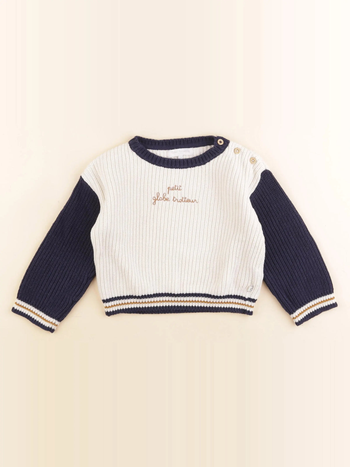 Cadet Rousselle - pull beige, bleu - 36 mois