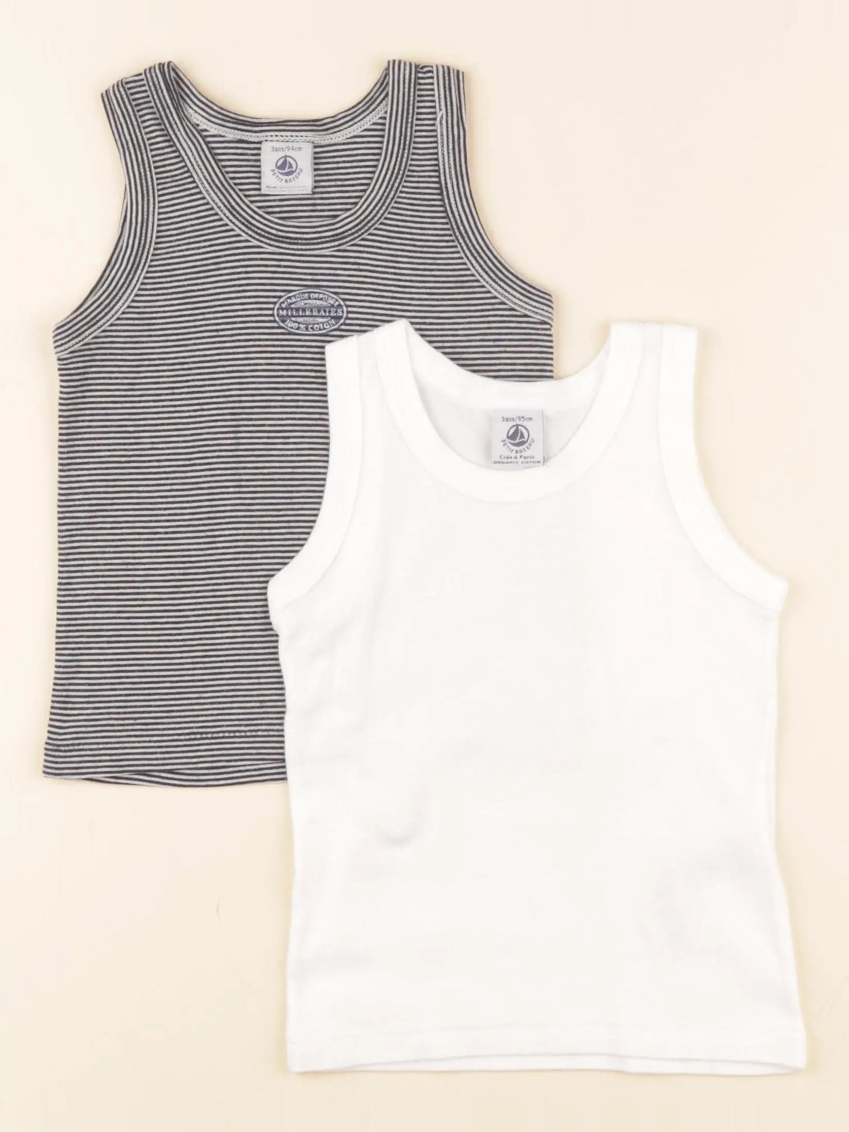 Petit Bateau - lot de 2 maillots de corps multicolore - 3 ans