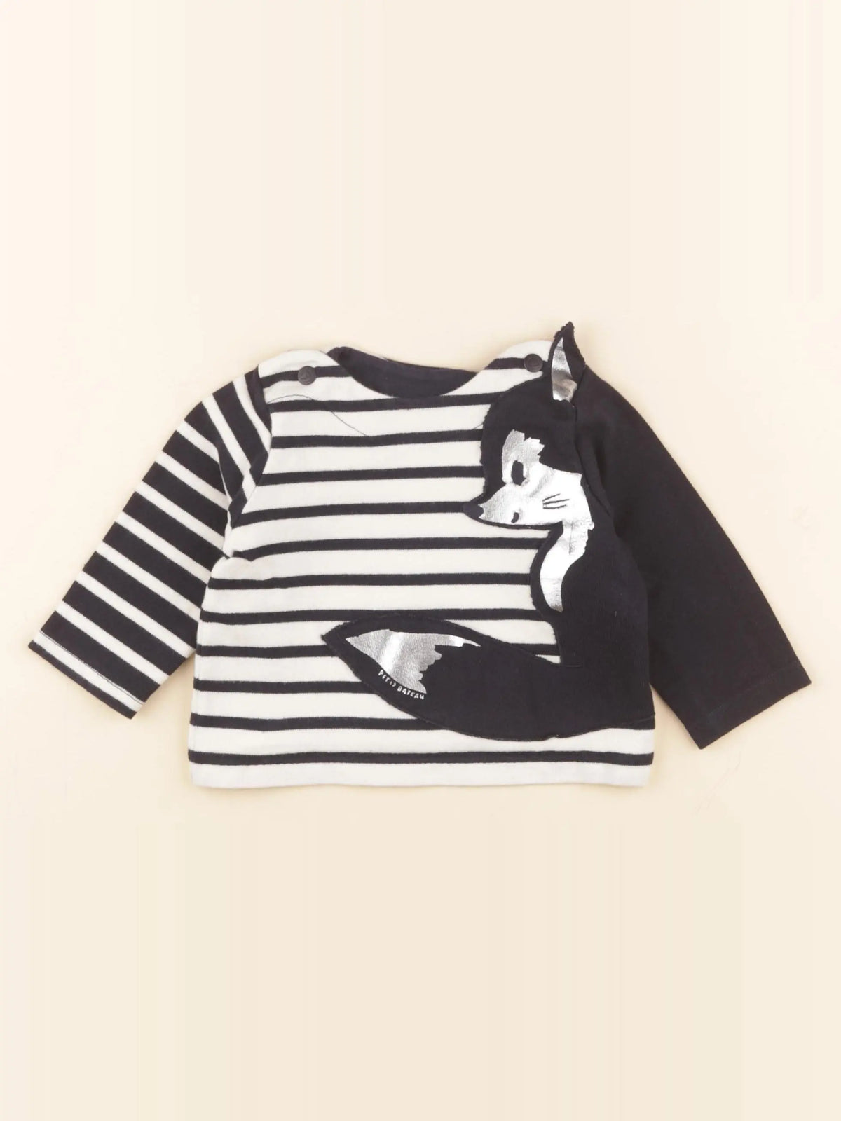 Petit Bateau - sweat bleu, blanc - 6 mois