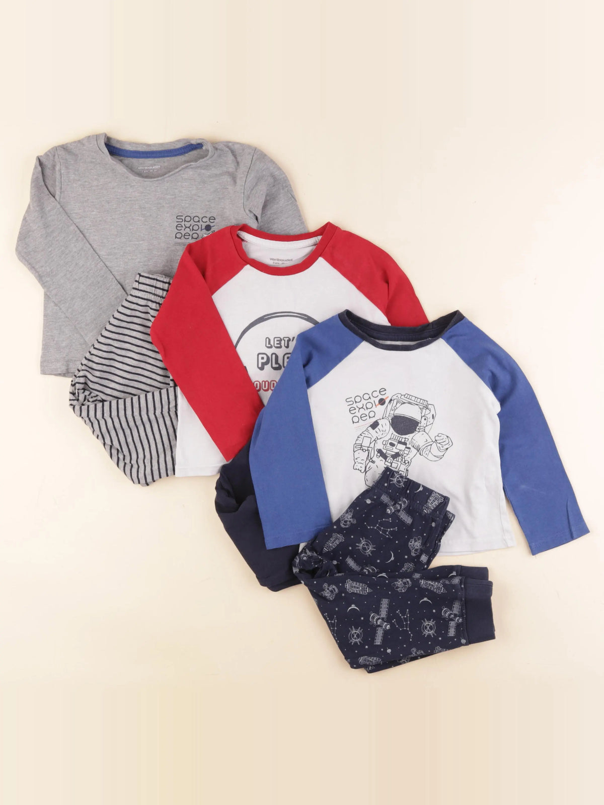 Vertbaudet - lot de 3 pyjamas coton multicolore - 2 ans