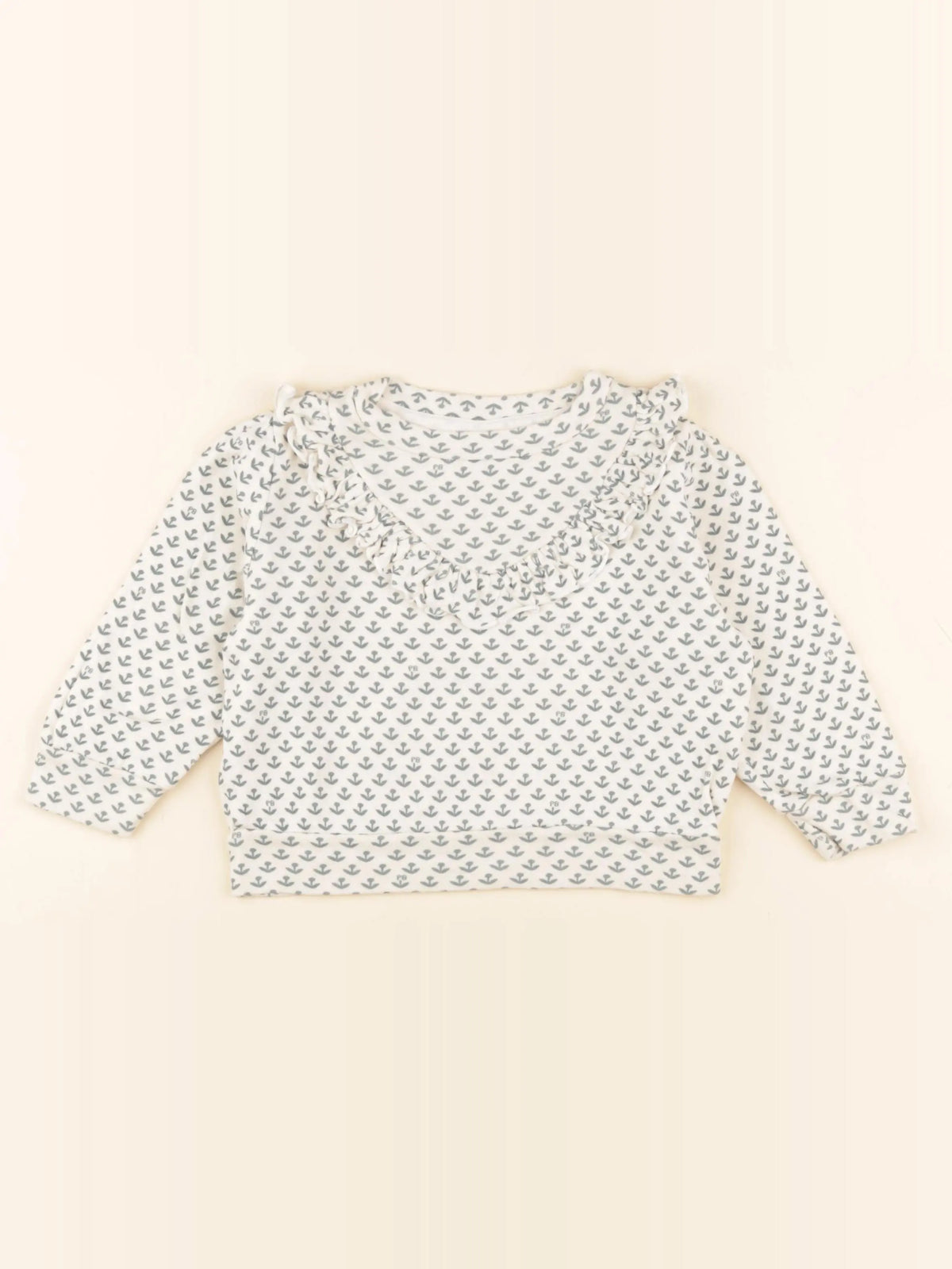 Petit Bateau - sweat beige, vert - 3 ans