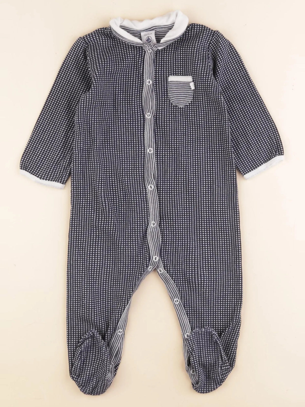 Petit Bateau - pyjama coton bleu - 12 mois