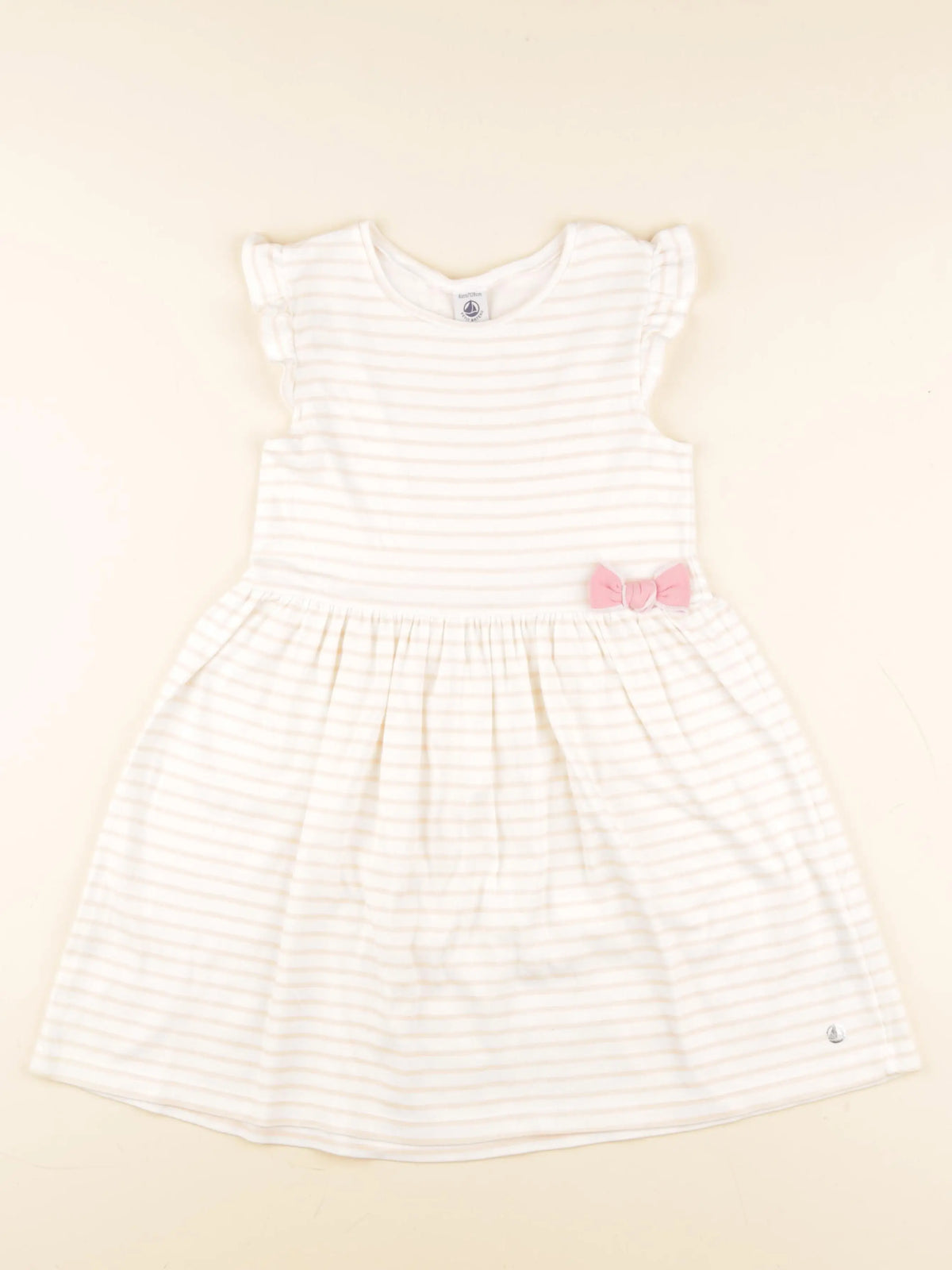 Petit Bateau - robe blanc, rose - 8 ans