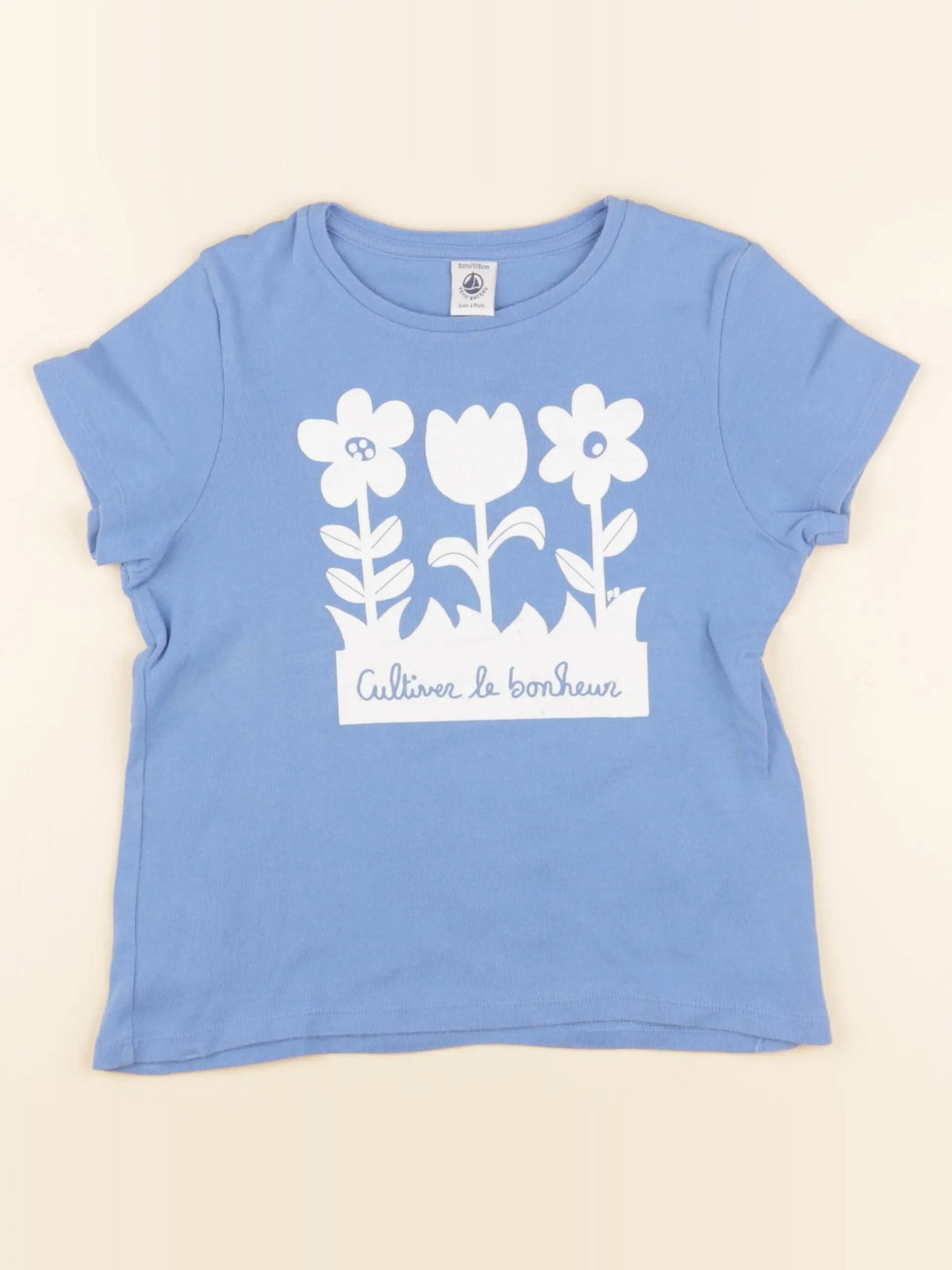 Petit Bateau - tee-shirt bleu - 8 ans