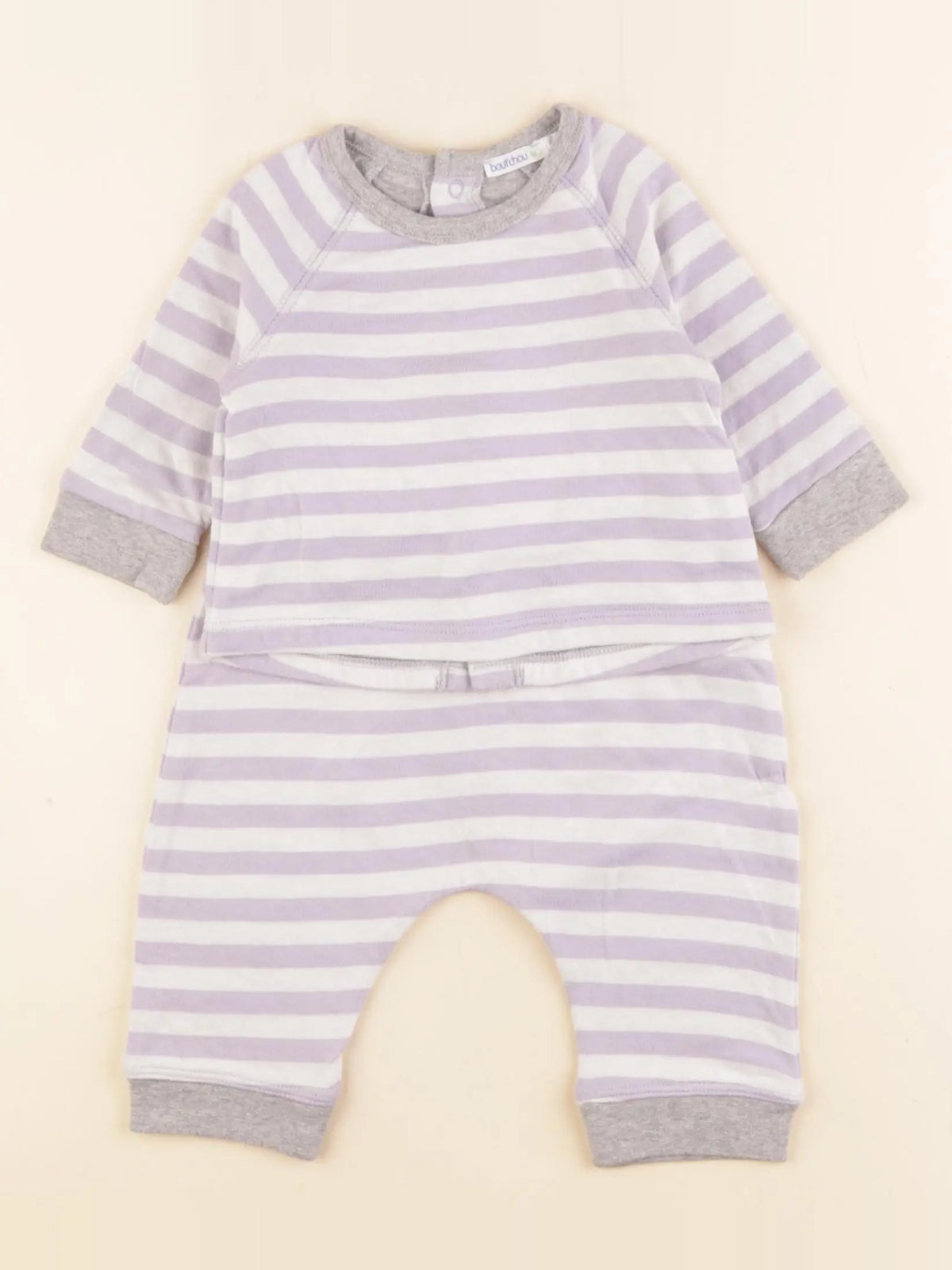 Boutchou - ensemble blanc, violet - 3 mois