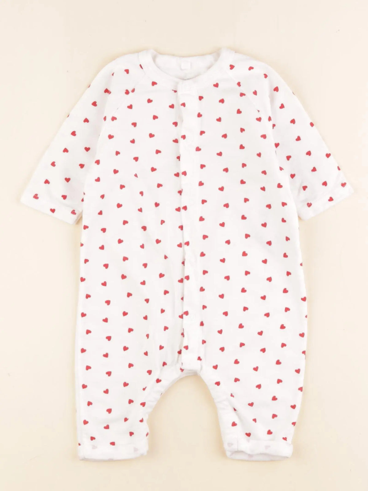 Petit Bateau - pyjama coton blanc, rouge - 3 mois