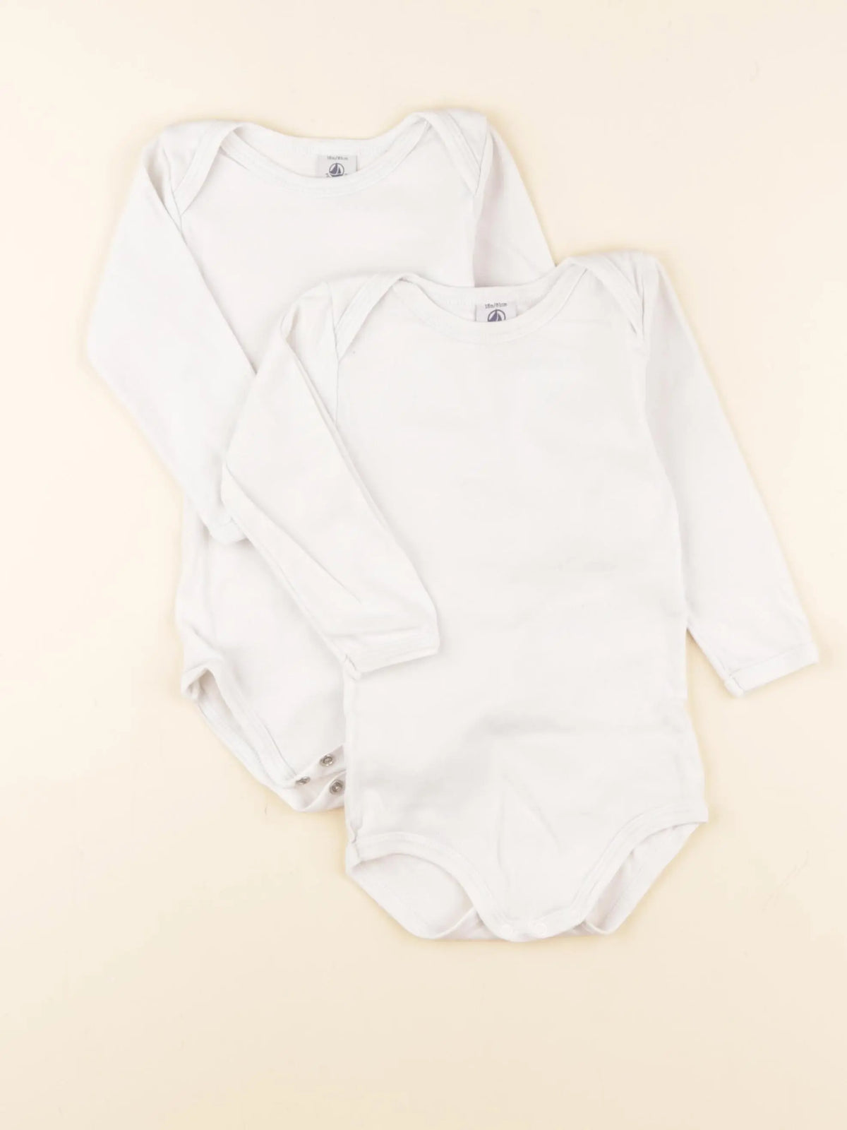 Petit Bateau - lot de 2 bodies en coton blanc - 18 mois