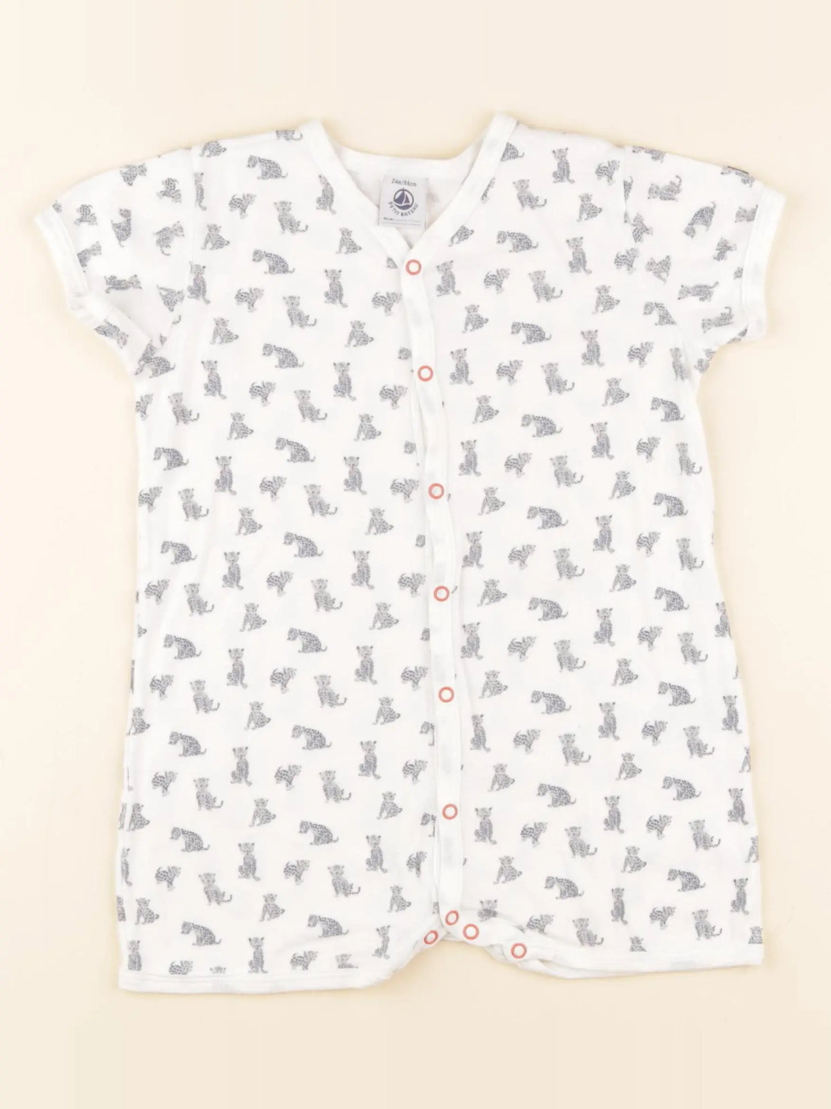 Petit Bateau - pyjama coton blanc, gris - 24 mois