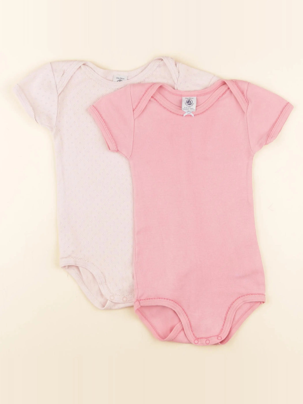 Petit Bateau - lot de 2 bodies en coton rose - 24 mois