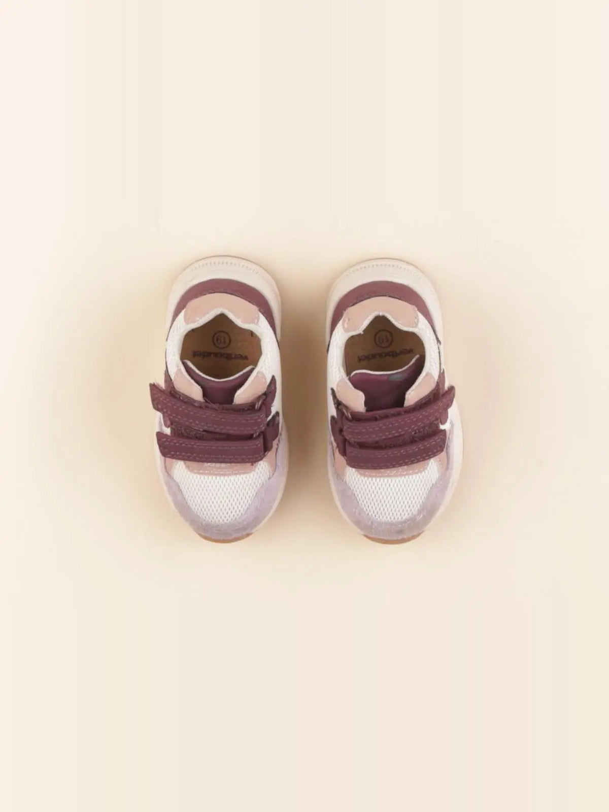Vertbaudet - tennis à scratch/ lacets rose, violet - pointure 19