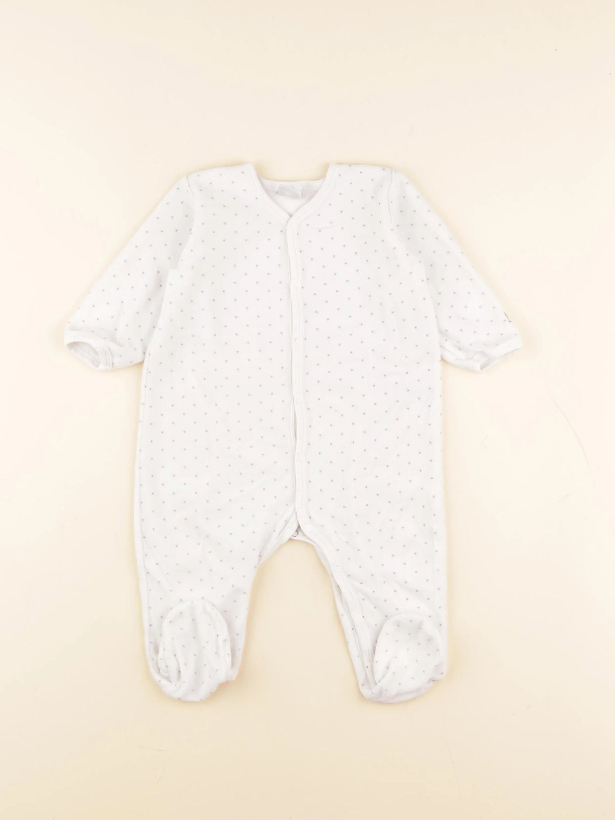 Petit Bateau - pyjama velours blanc, gris - 12 mois