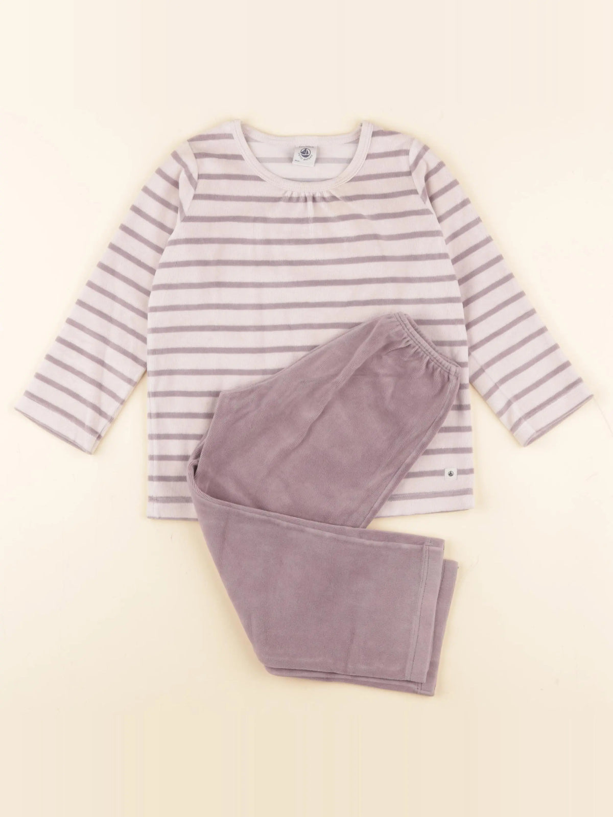 Petit Bateau - pyjama velours rose, violet - 4 ans