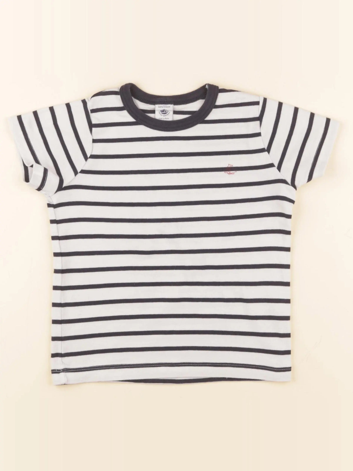 Petit Bateau - tee-shirt blanc, bleu - 4 ans