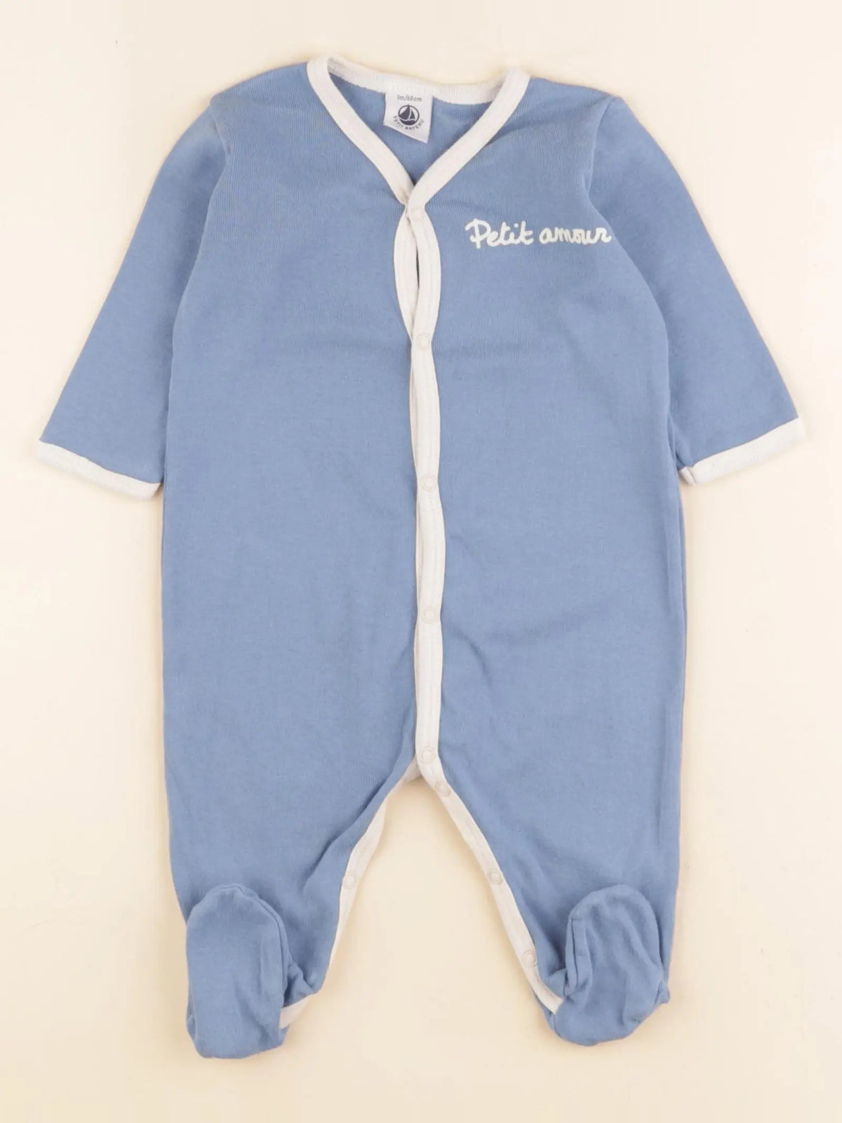 Petit Bateau - pyjama coton bleu - 3 mois