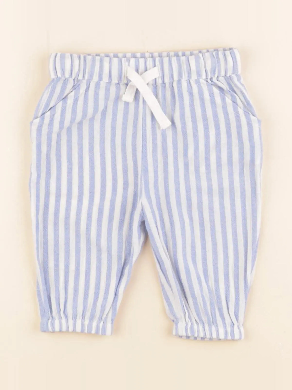 Boutchou - pantalon blanc, bleu - 3 mois