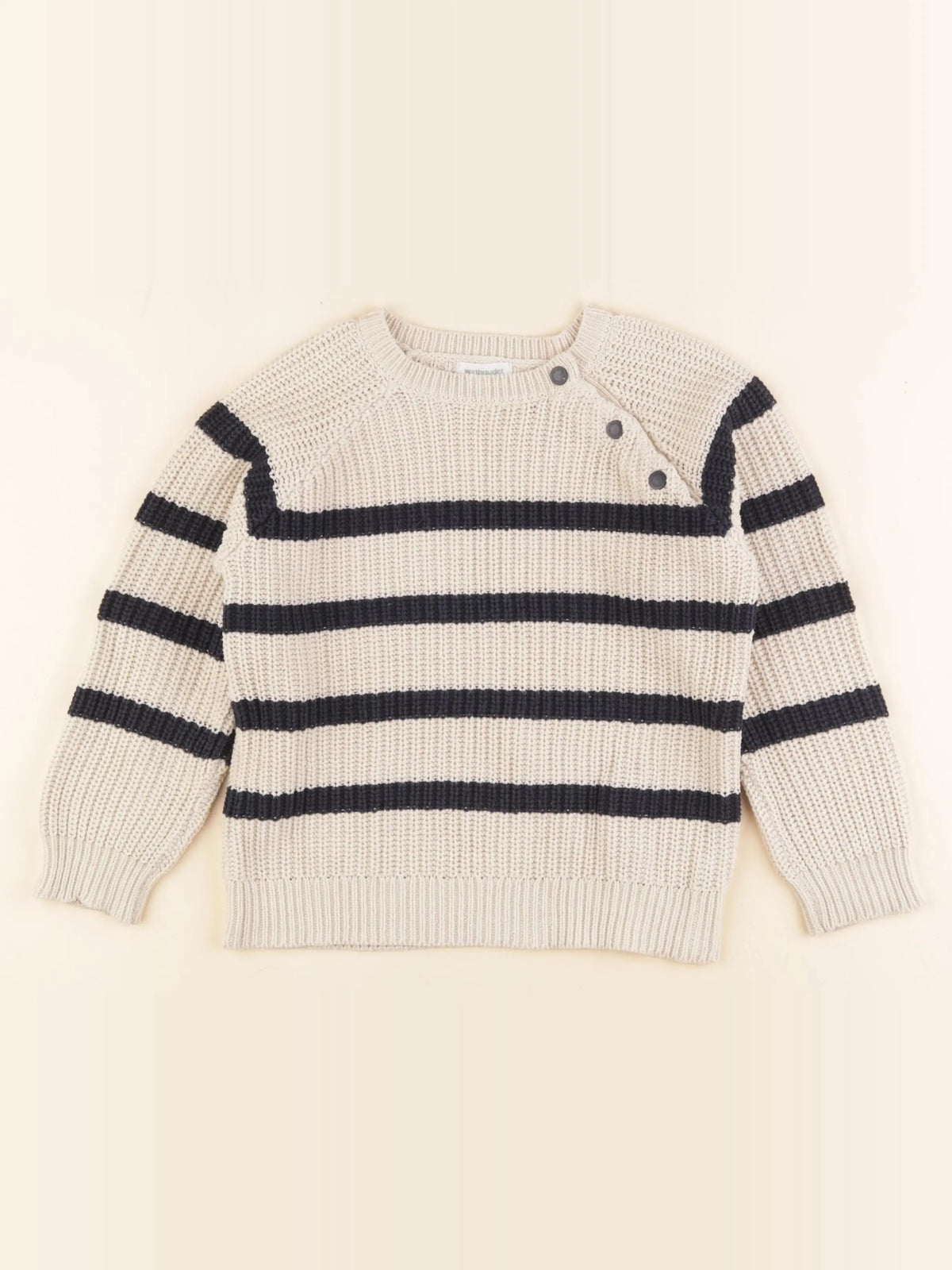 Vertbaudet - pull blanc, bleu - 5 ans