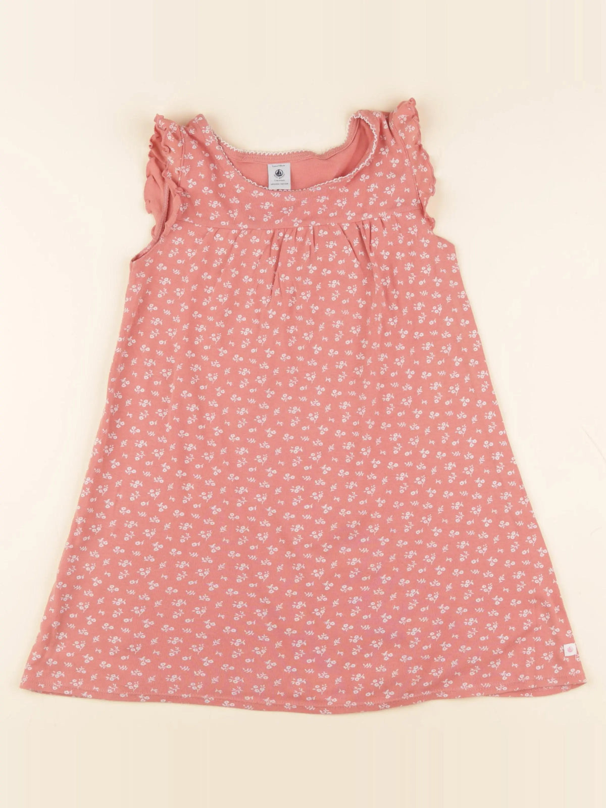 Petit Bateau - chemise de nuit coton orange, blanc - 5 ans