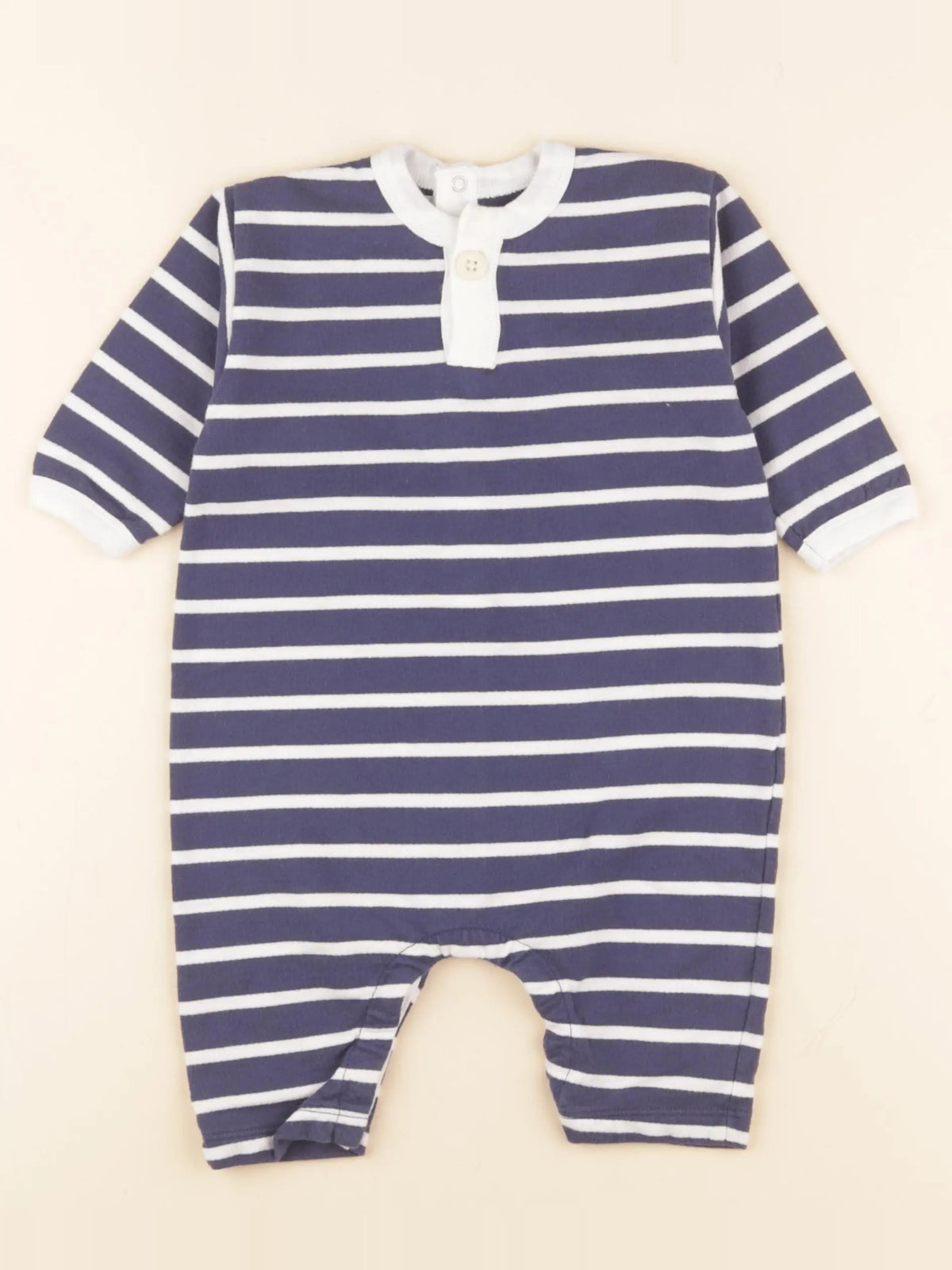 Petit Bateau - combinaison bleu, blanc - 6 mois