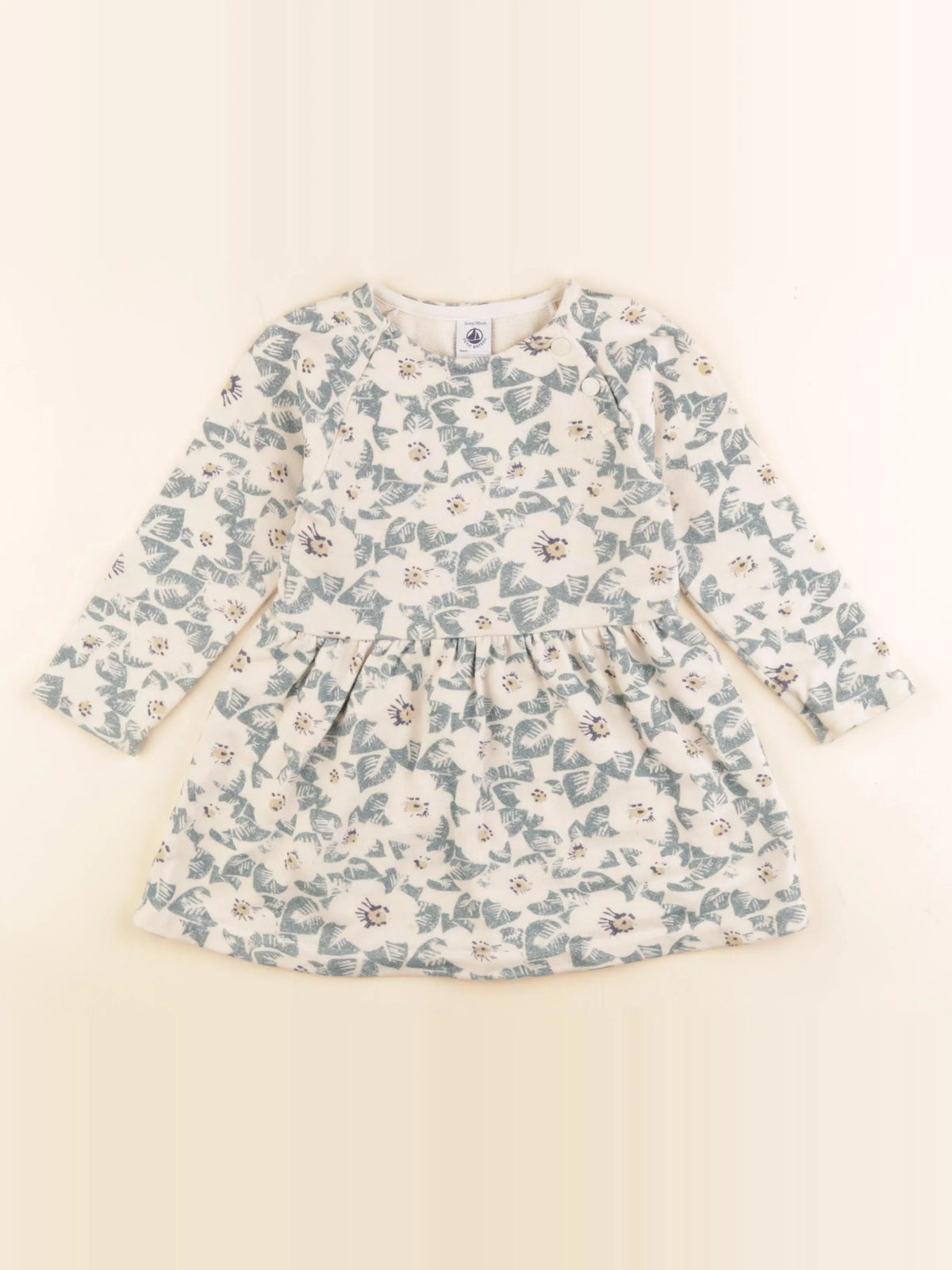 Petit Bateau - robe beige, bleu - 3 ans