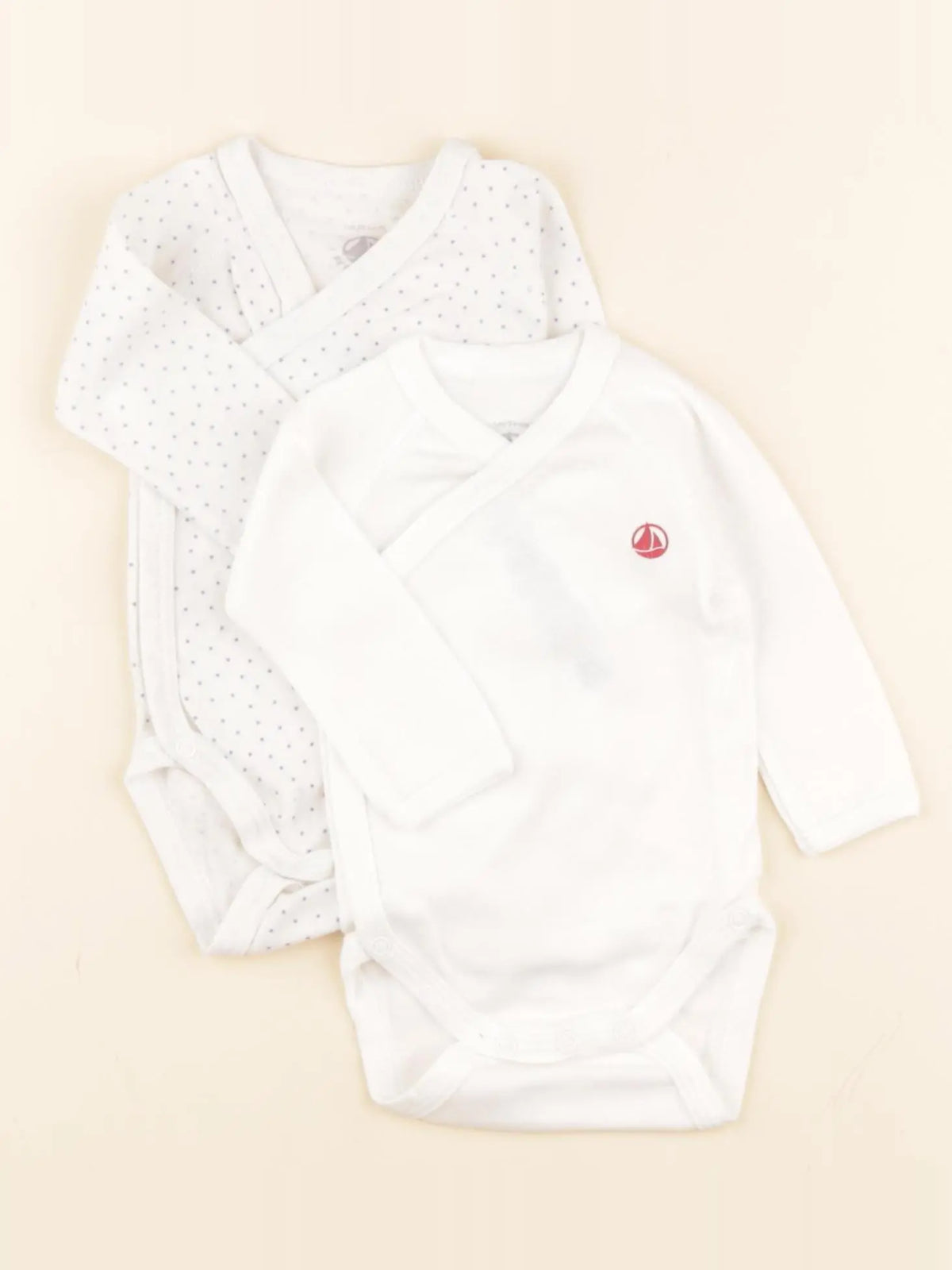 Petit Bateau - lot de 2 bodies en coton bleu, blanc - 1 mois
