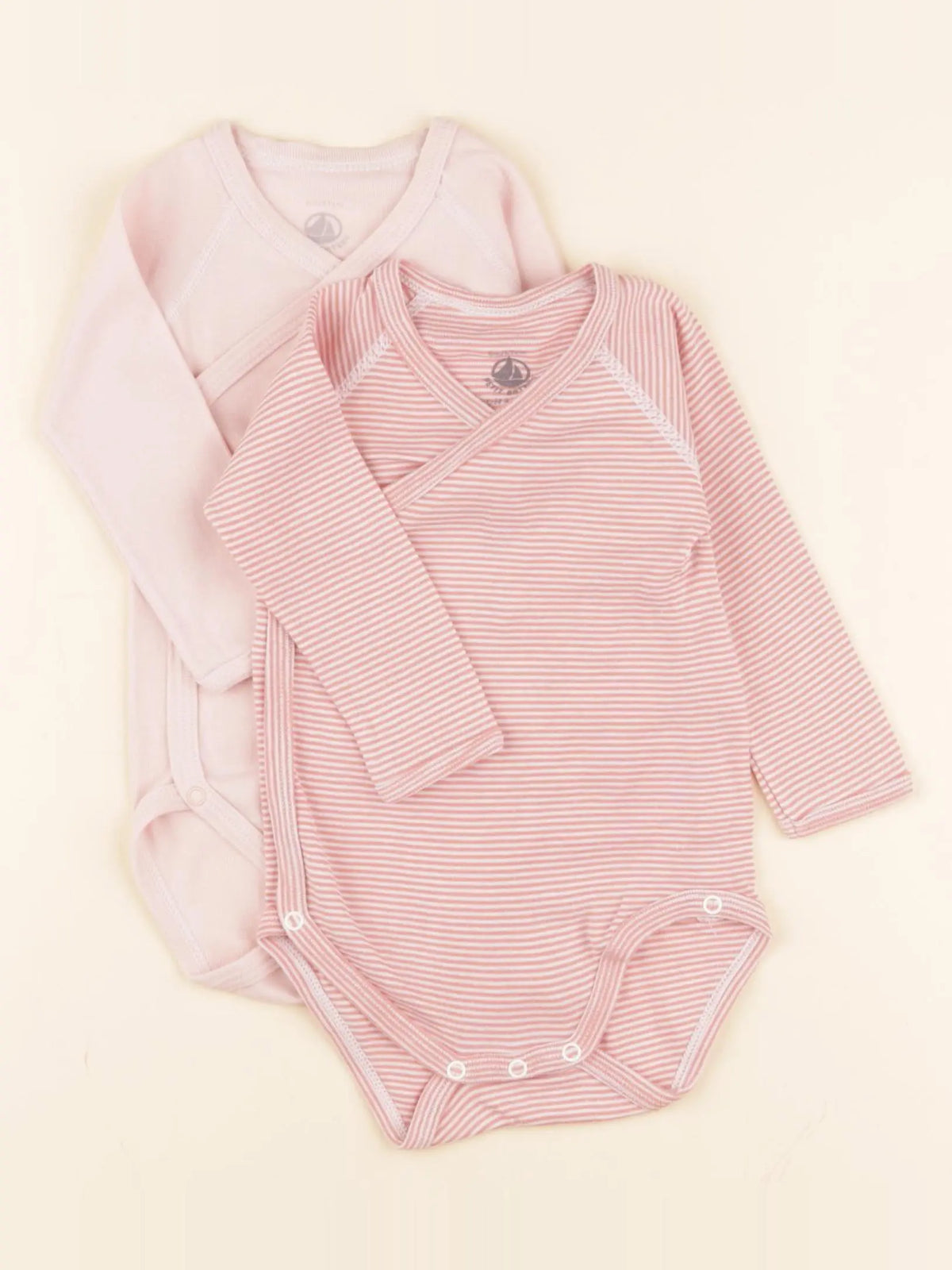 Petit Bateau - lot de 2 bodies en coton rose - 6 mois
