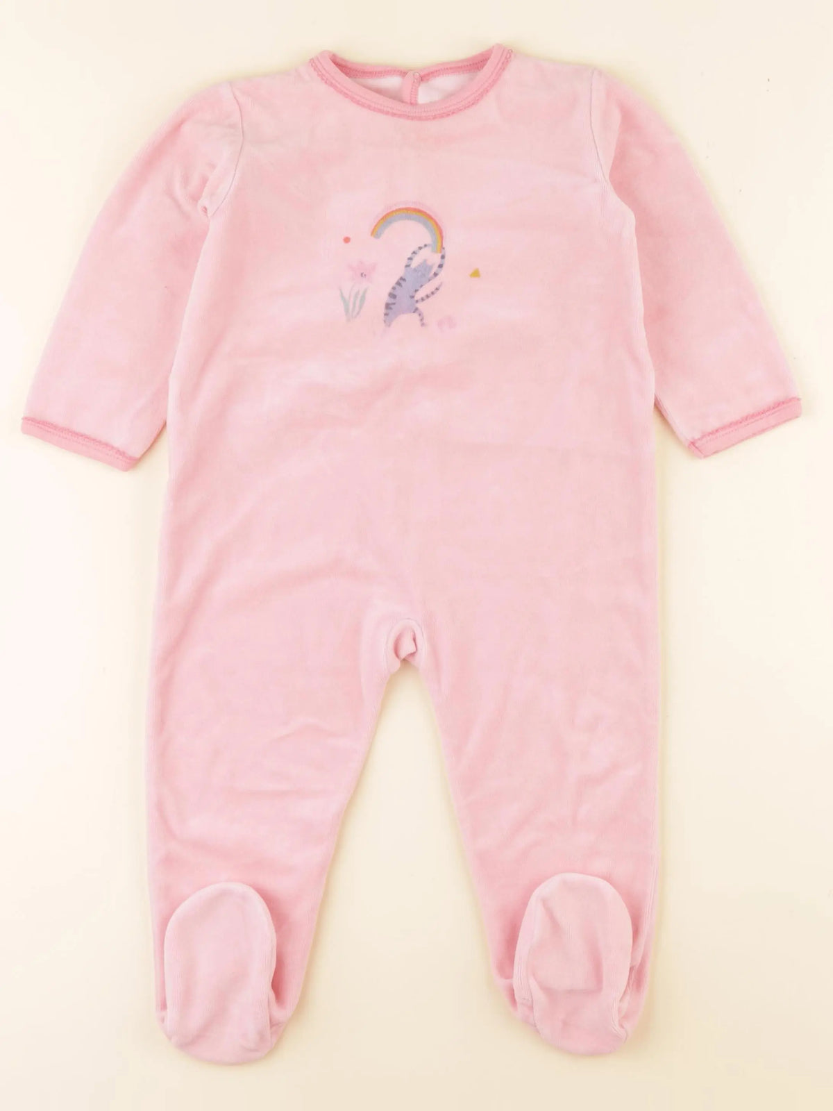 Petit Bateau - pyjama velours rose - 24 mois