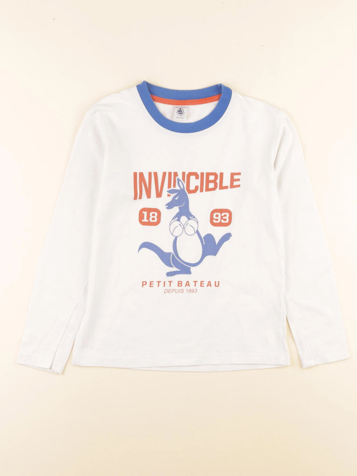 Petit Bateau - tee-shirt blanc, bleu - 10 ans