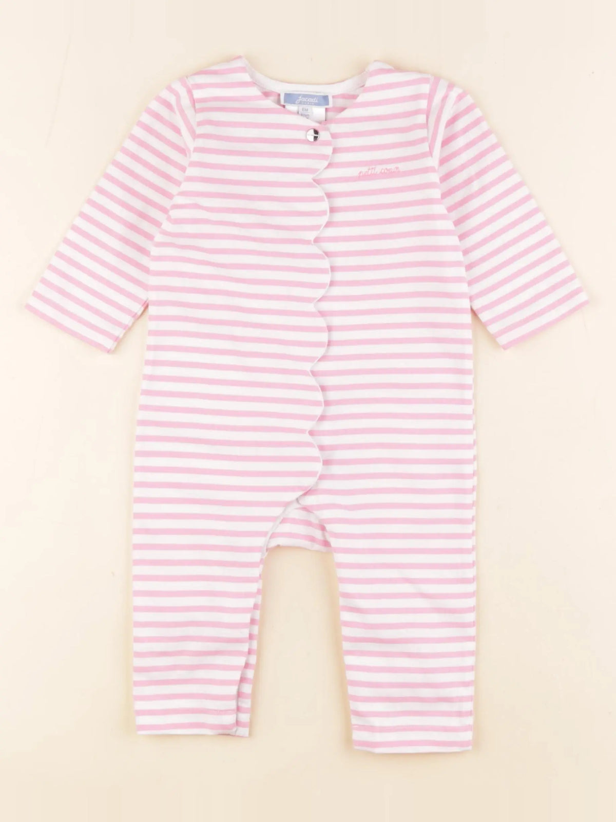 Jacadi - pyjama coton rose, blanc - 6 mois