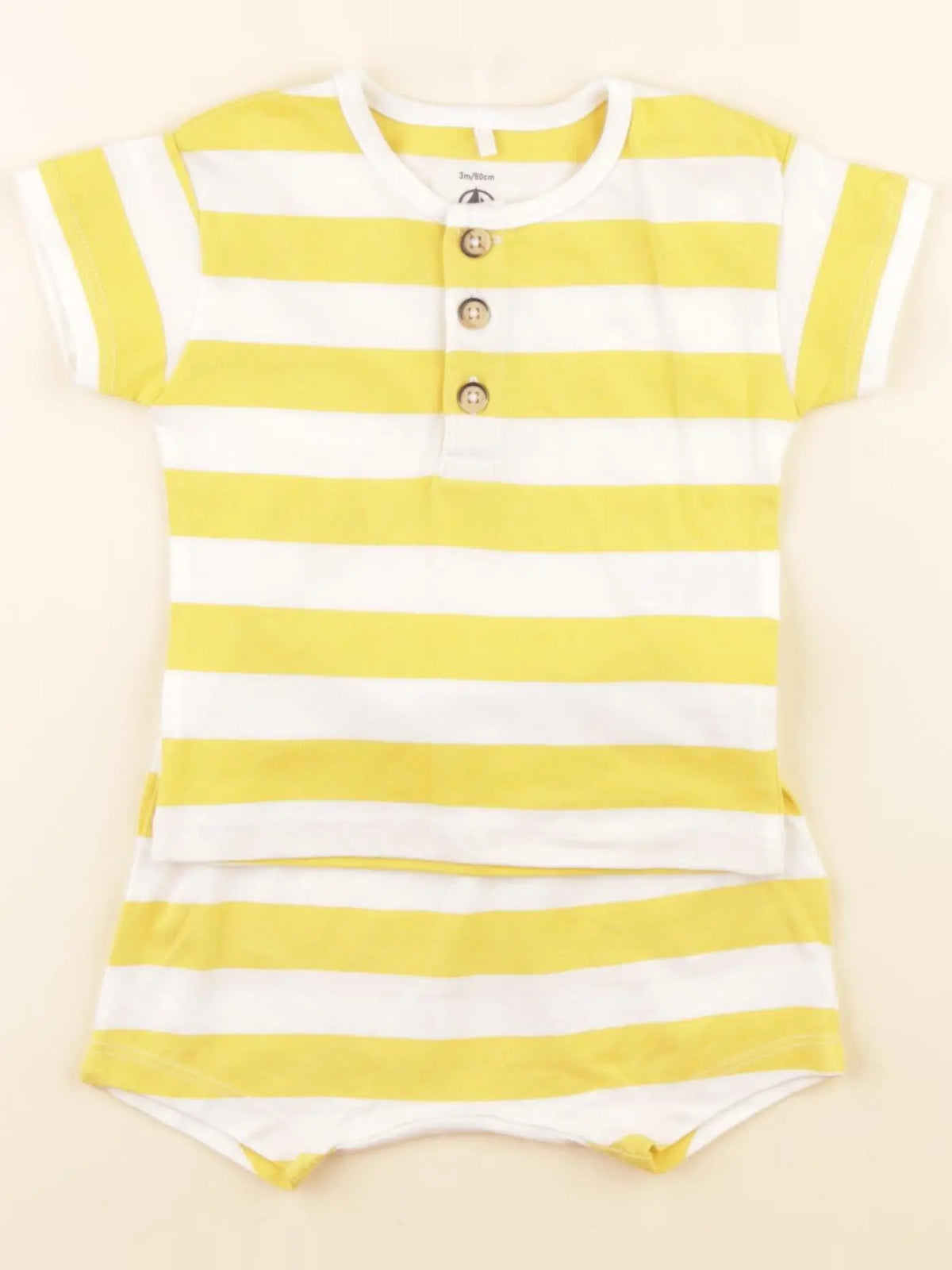 Petit Bateau - ensemble blanc, jaune - 3 mois