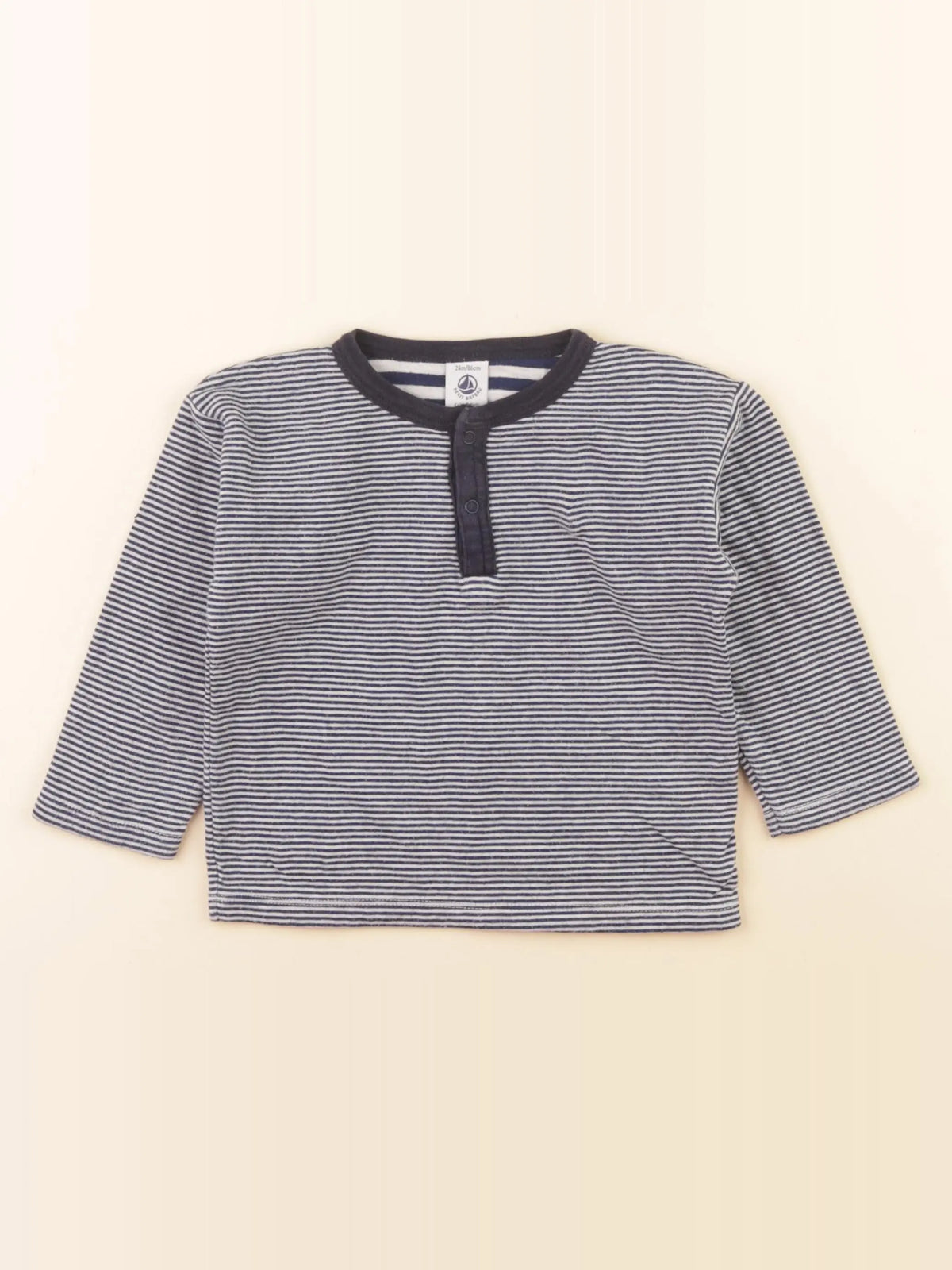 Petit Bateau - tee-shirt coton bleu, blanc - 24 mois
