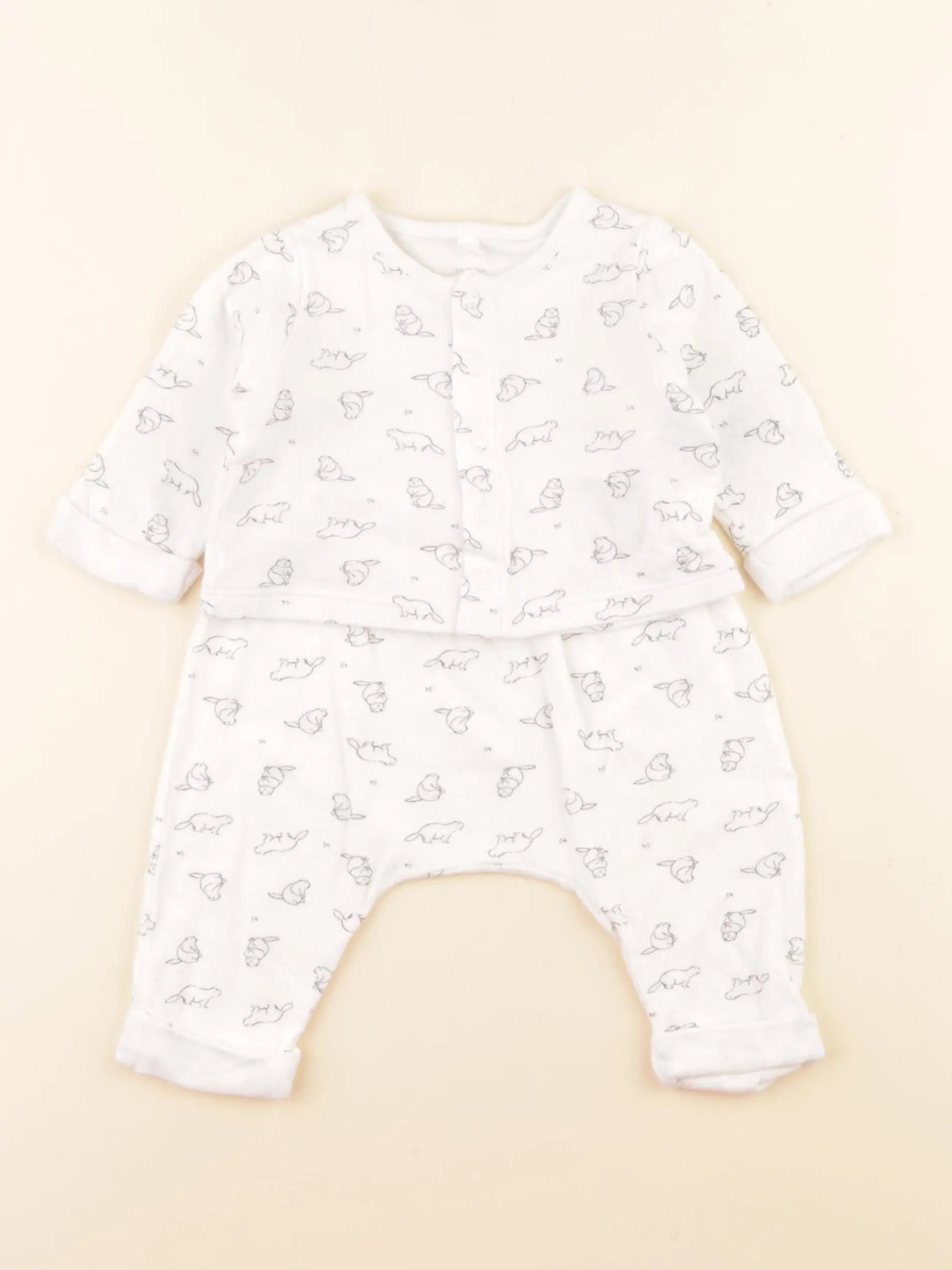 Petit Bateau - ensemble blanc - 3 mois
