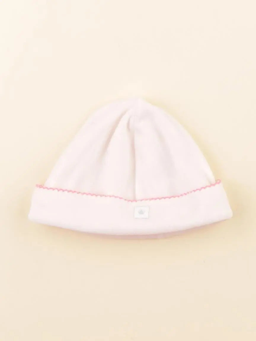 Petit Bateau - bonnet velours rose - 0 mois