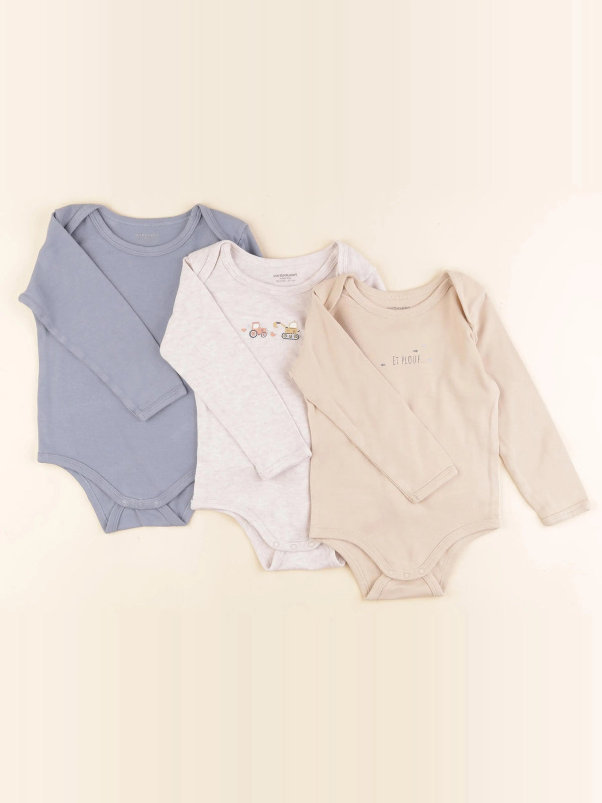 Vertbaudet - lot de 3 bodies en coton multicolore - 36 mois