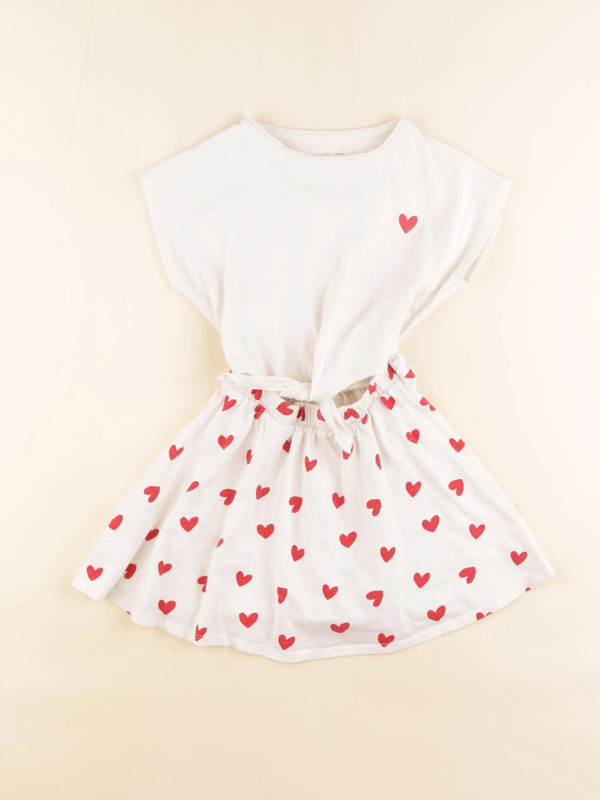 Vertbaudet - robe rouge, beige - 5 ans