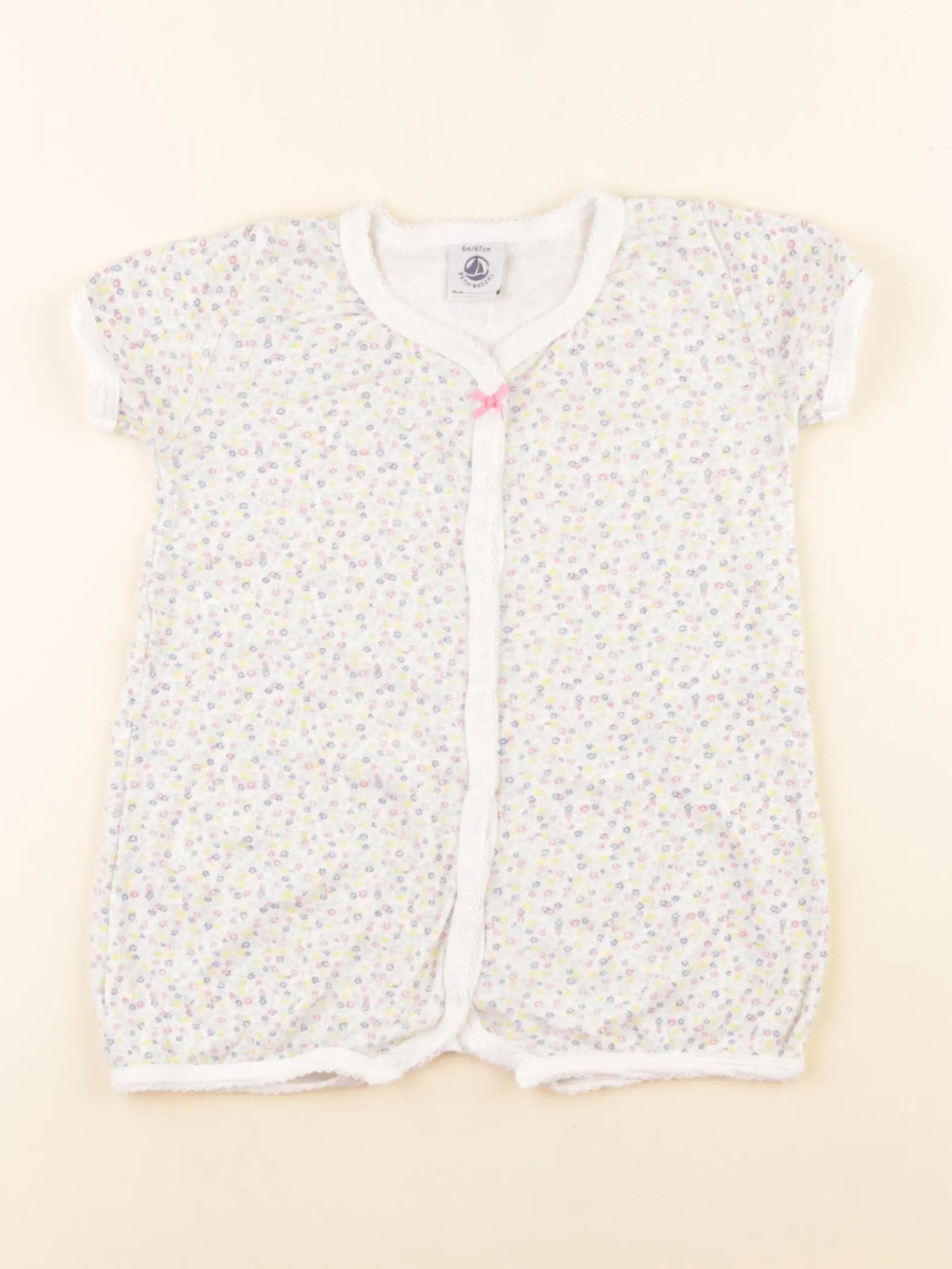 Petit Bateau - pyjama coton blanc - 6 mois