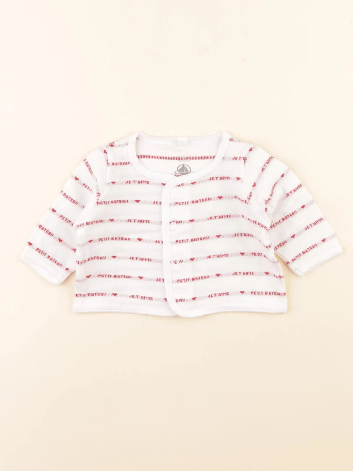Petit Bateau - tee-shirt blanc, rouge - 1 mois