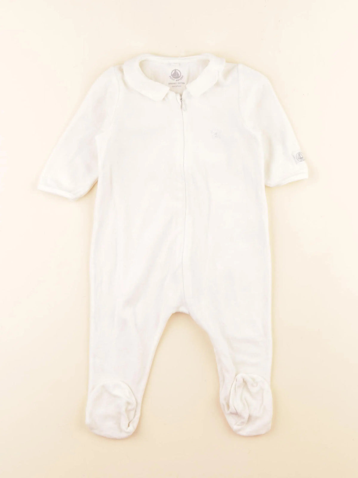 Petit Bateau - pyjama velours beige, argent - 6 mois