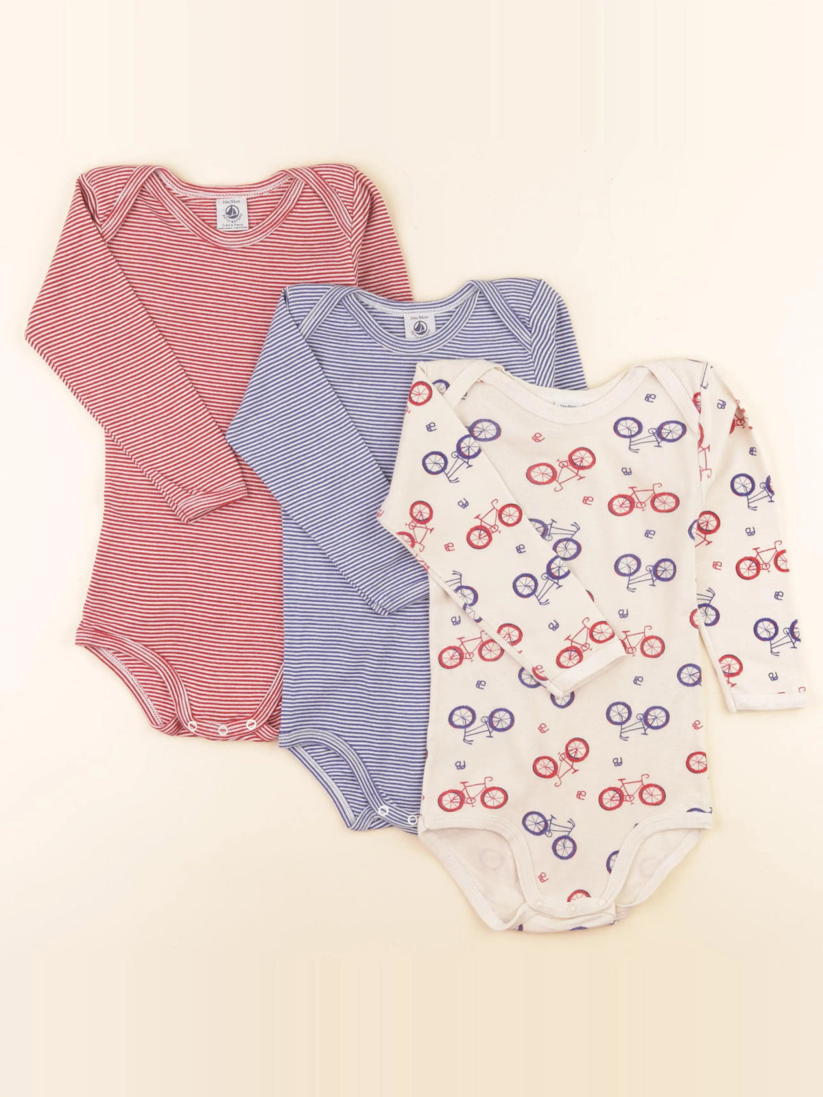 Petit Bateau - lot de 3 bodies en coton multicolore - 24 mois