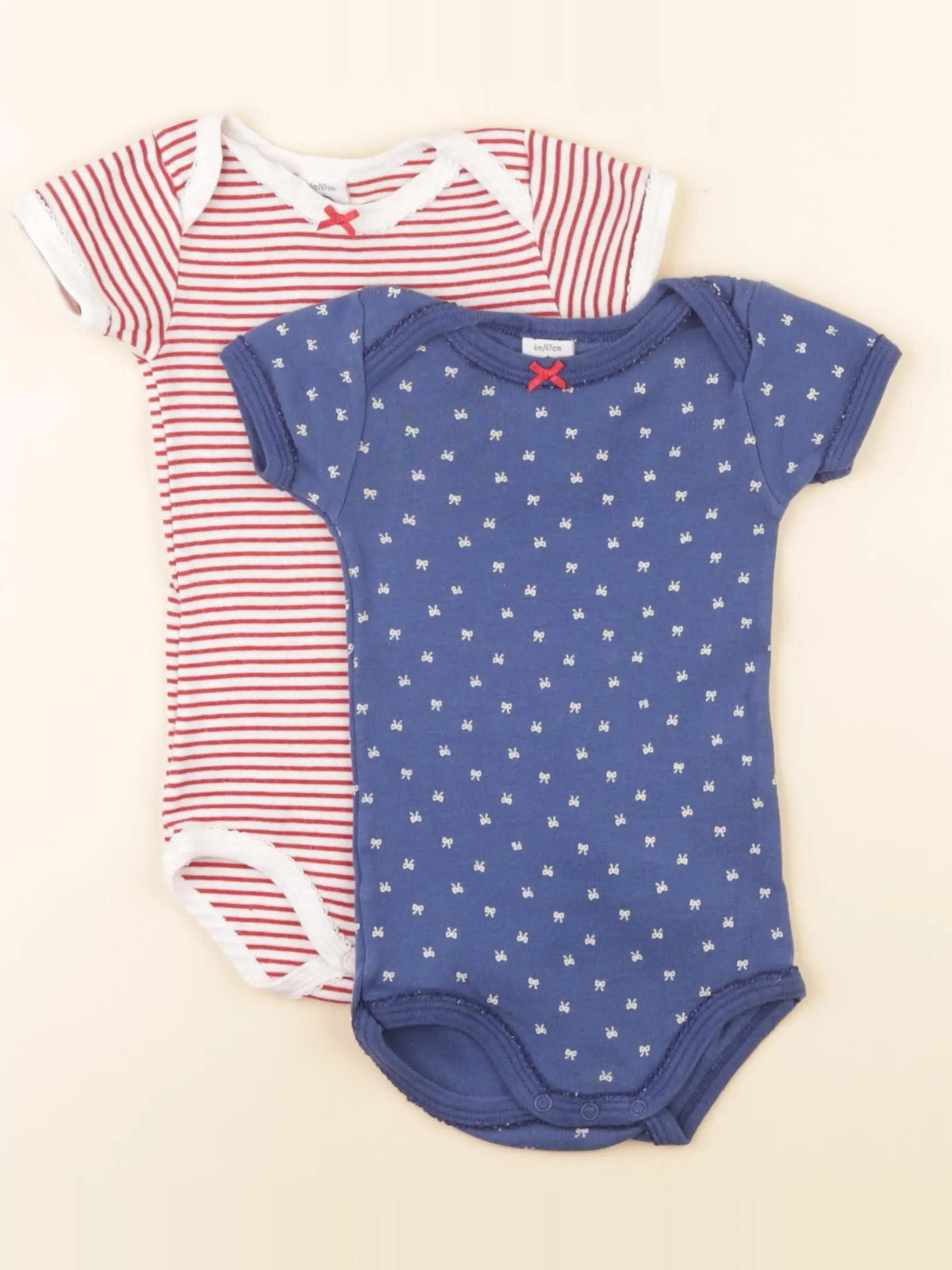 Petit Bateau - lot de 2 bodies en coton multicolore - 6 mois