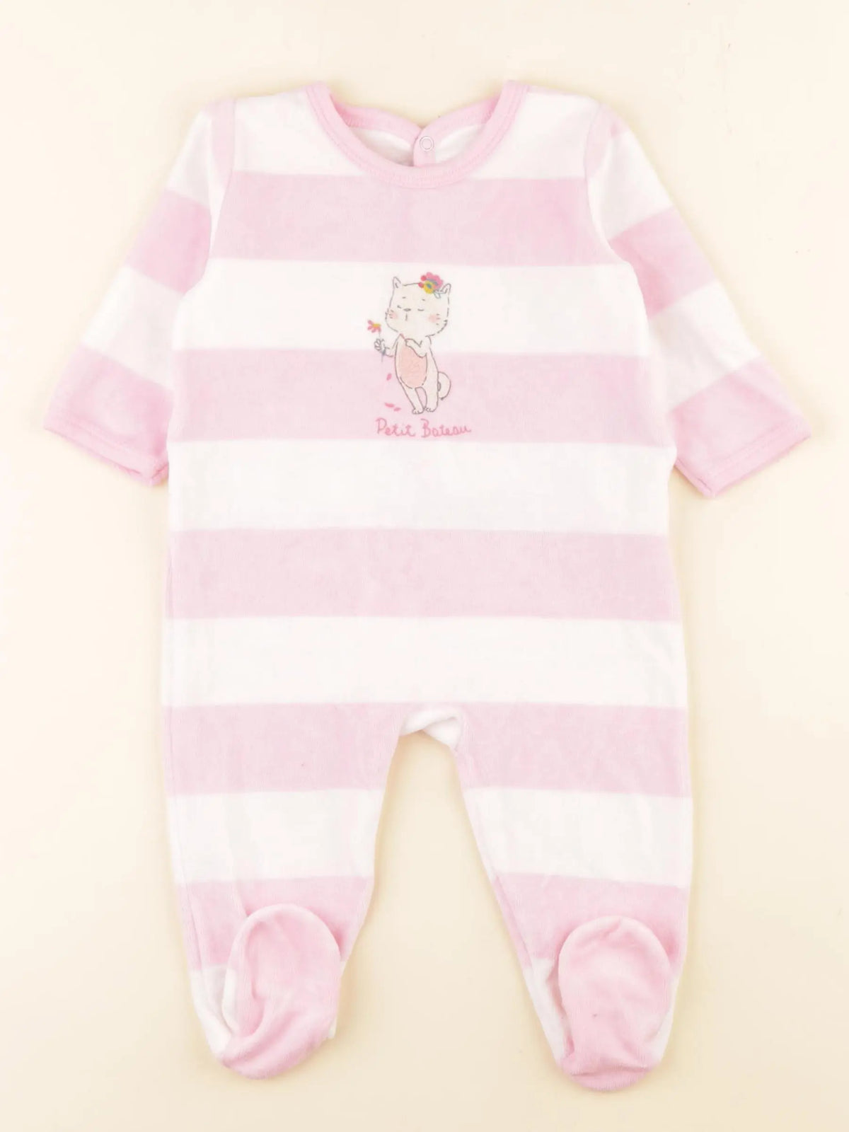 Petit Bateau - pyjama velours rose - 6 mois